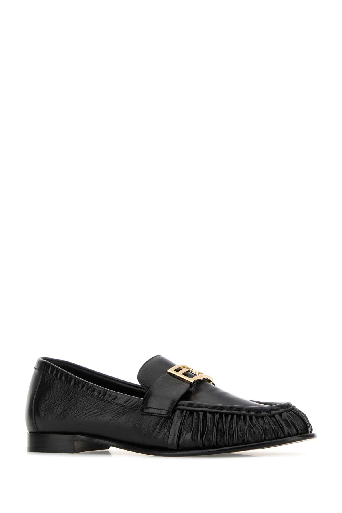 Fendi Logo-detail Leather Loafers In Black