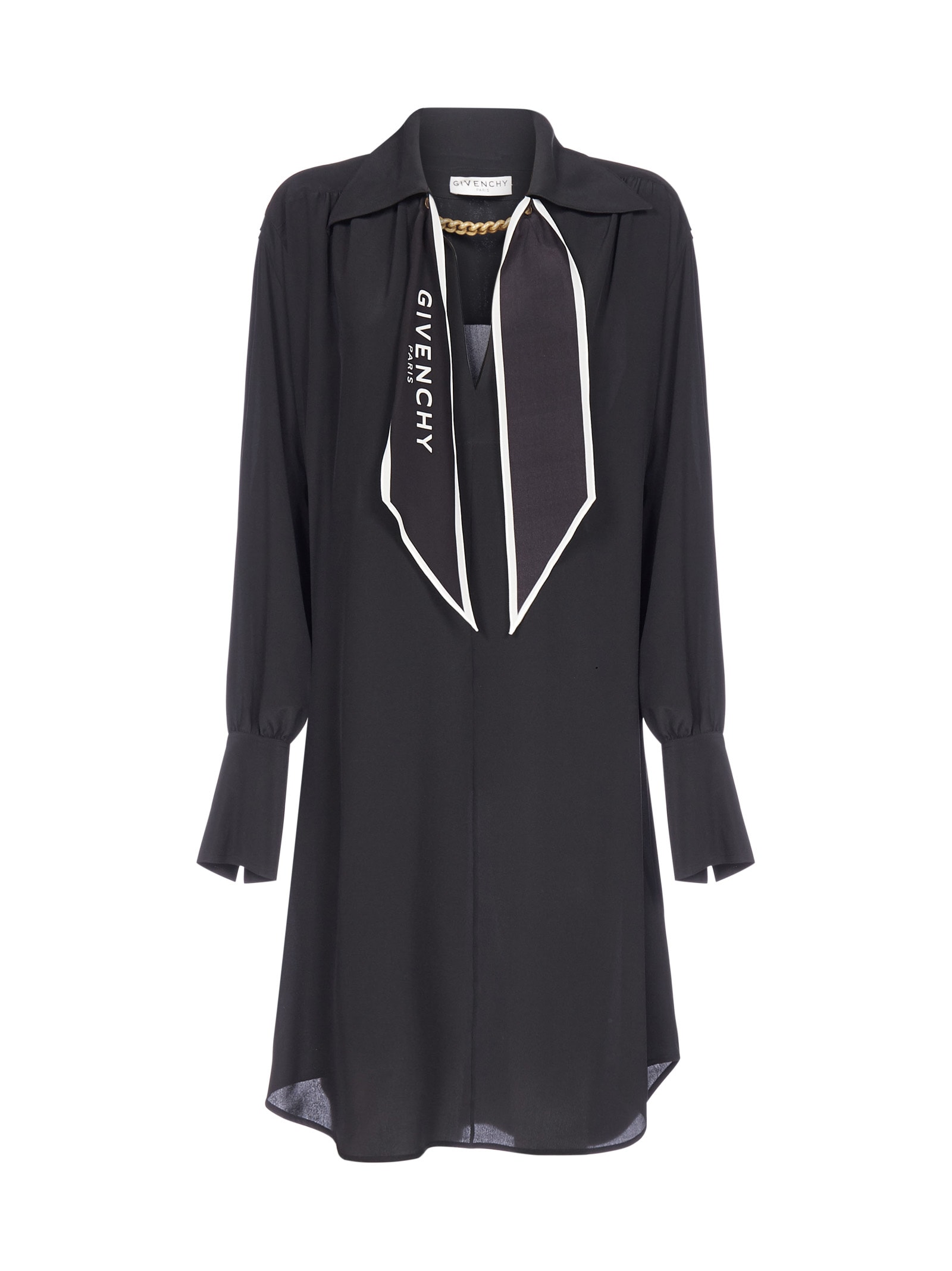 Givenchy Logo-scarf Detail Silk Shirt Dress