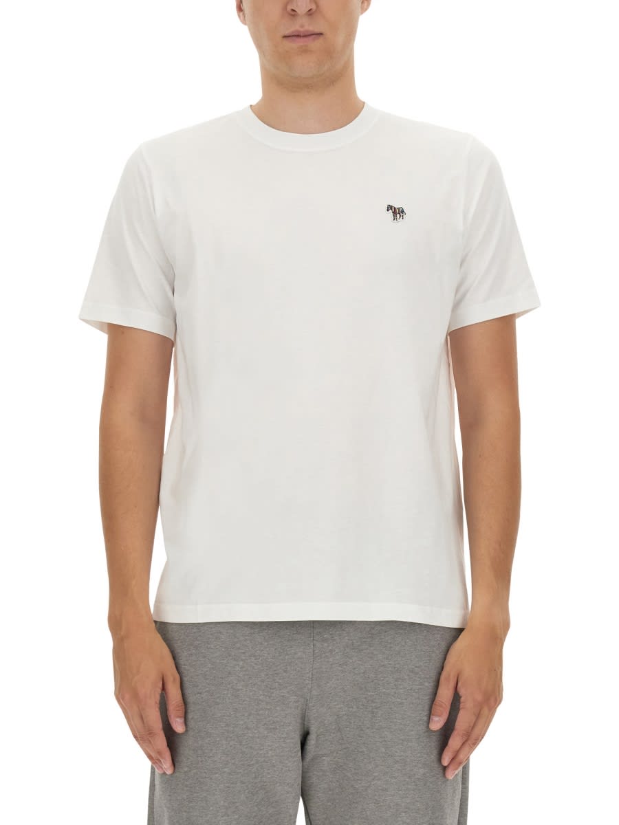 Shop Ps By Paul Smith Zebra Logo T-shirt In White