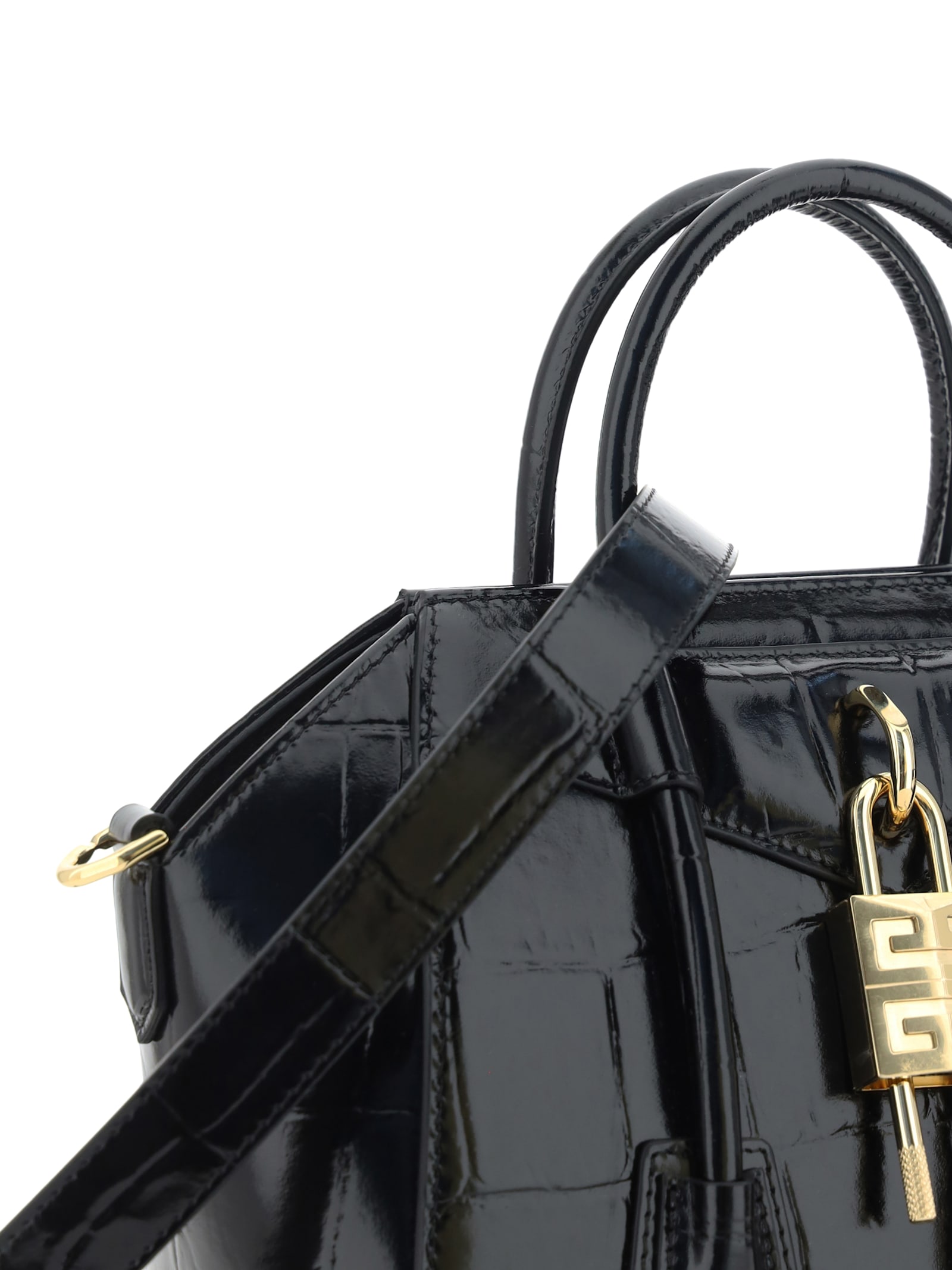 Shop Givenchy Antigona Lock Mini Handbag In Black