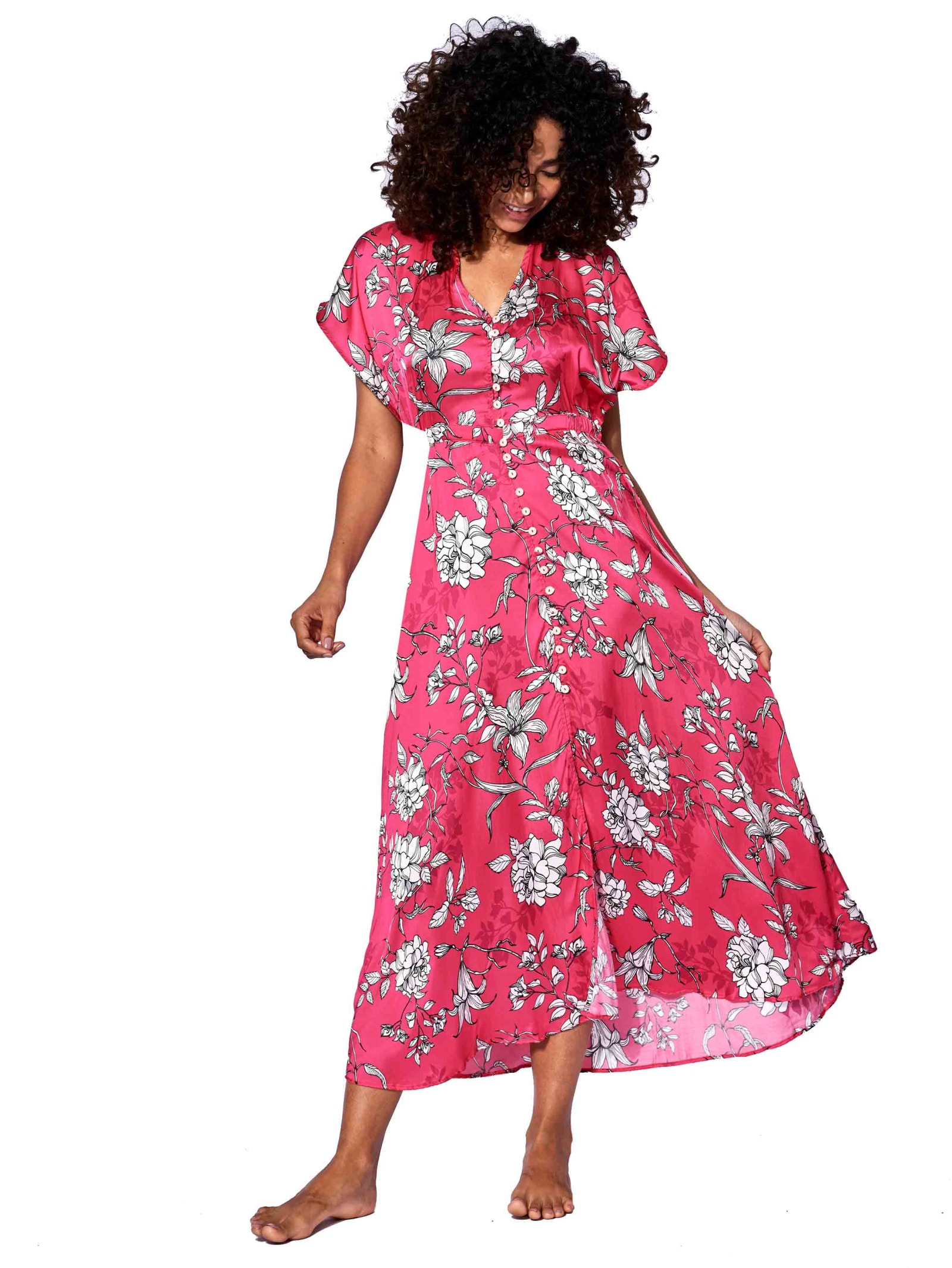 MC2 Saint Barth White Flowers Print Red Long Dress