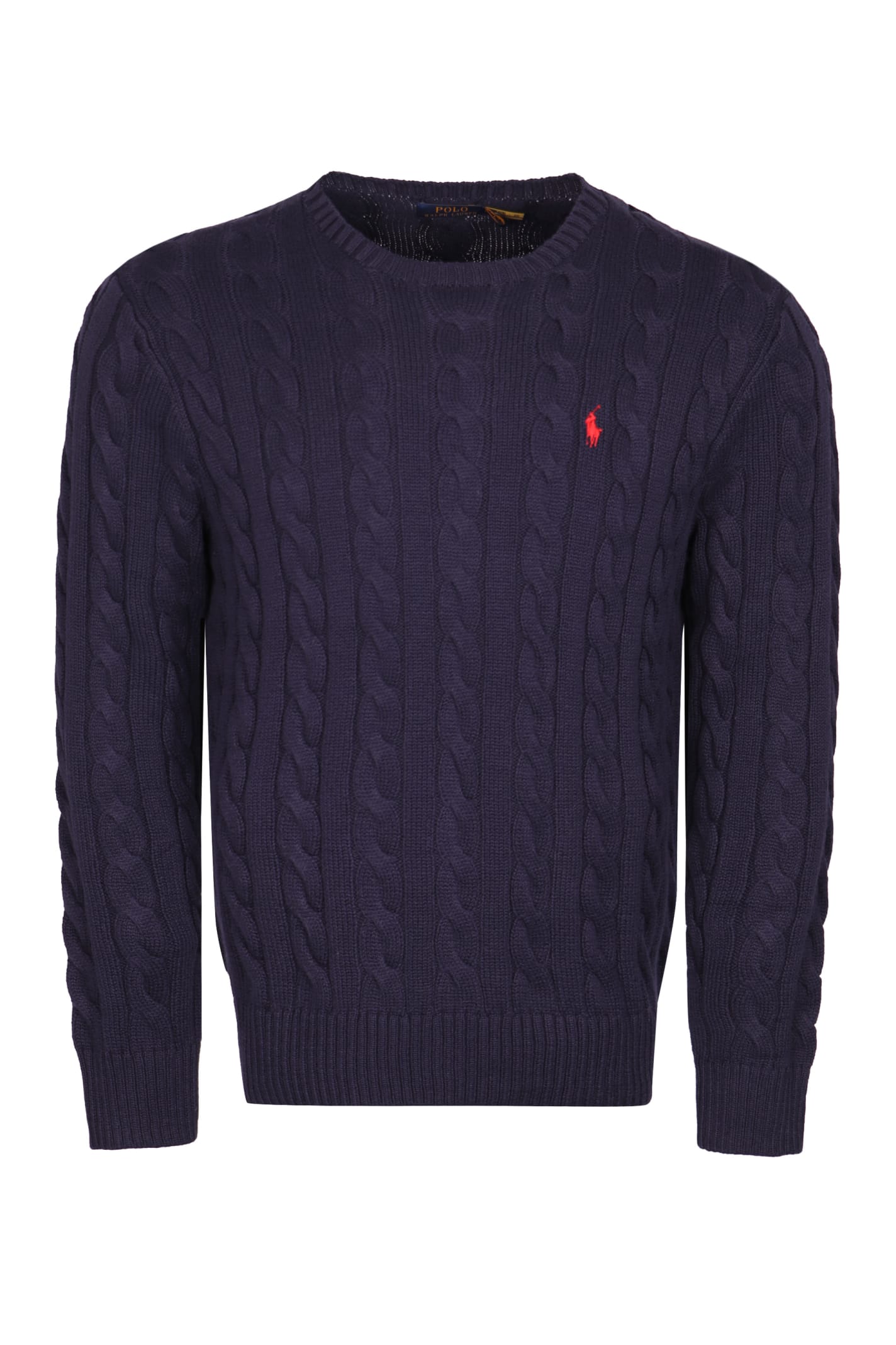 Shop Polo Ralph Lauren Cable Knit Pullover In Hunter Navy