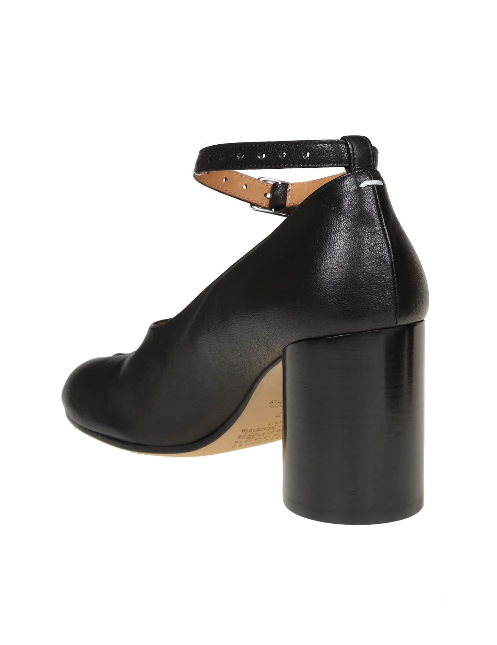 Shop Maison Margiela Tabi Decollete In Black Color Leather In Nero