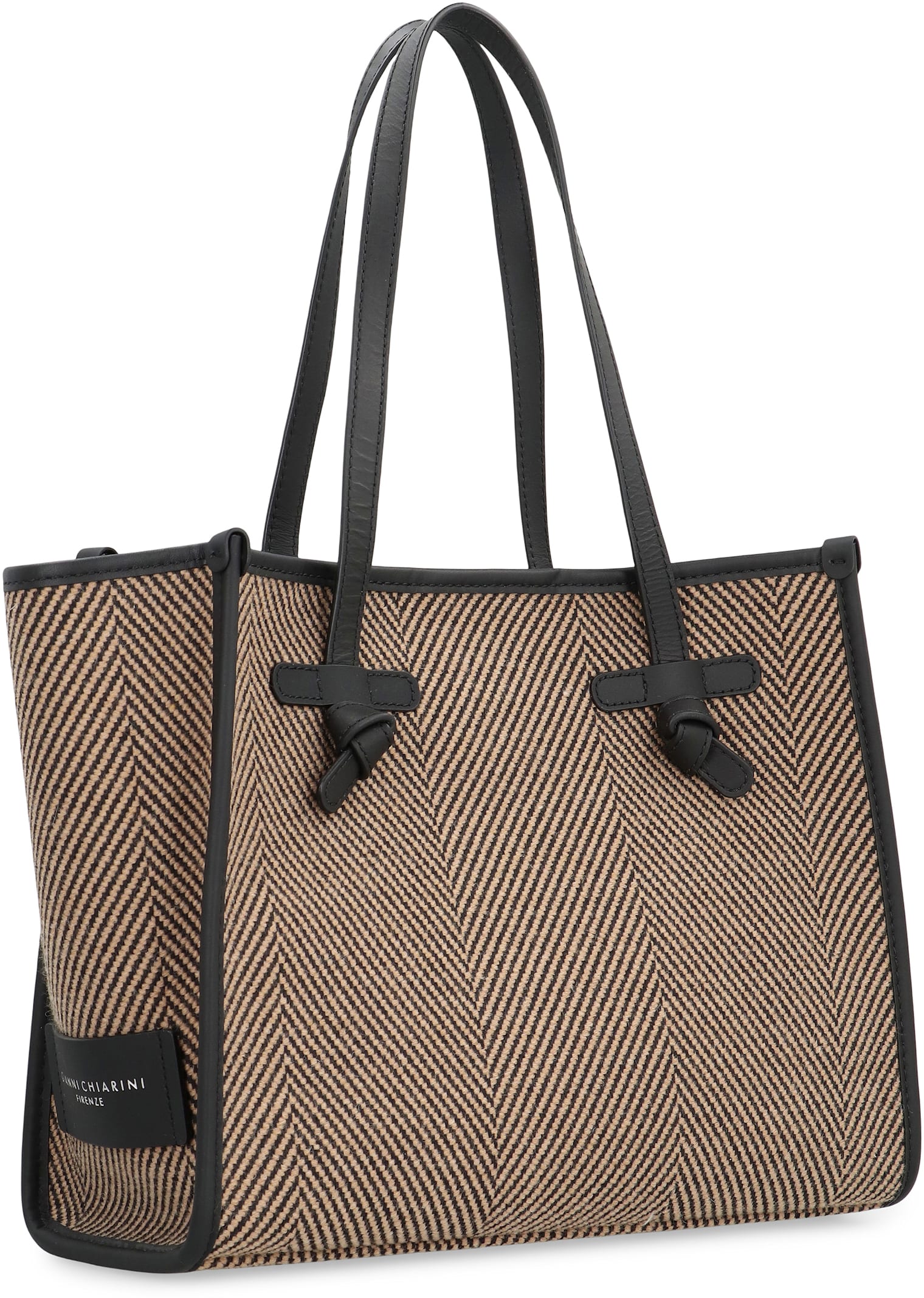 Gianni Chiarini Marcella Herringbone Knot Tote Bag In Brown