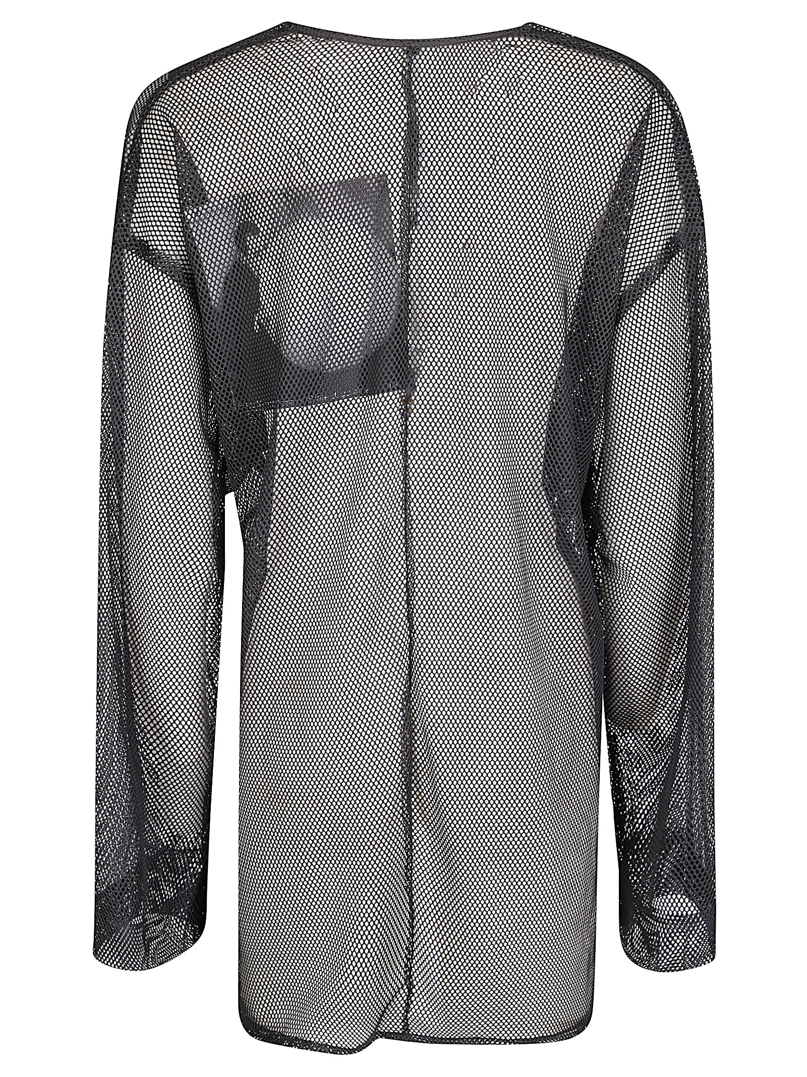 Maria Calderara Lightweight Black Mesh Jacket With Deep V-neck In Black