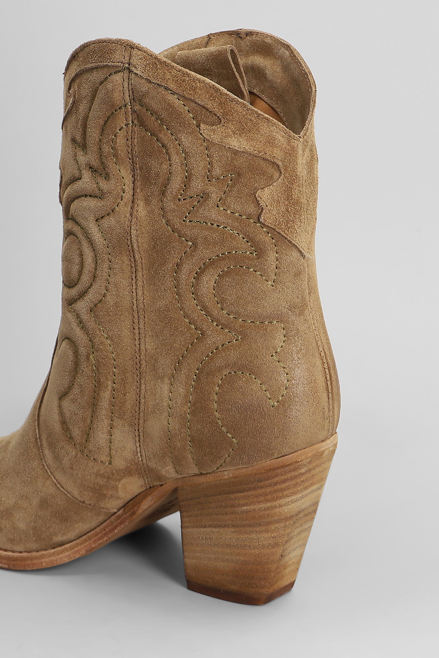 Julie Dee Texan Ankle Boots In Leather Color Suede