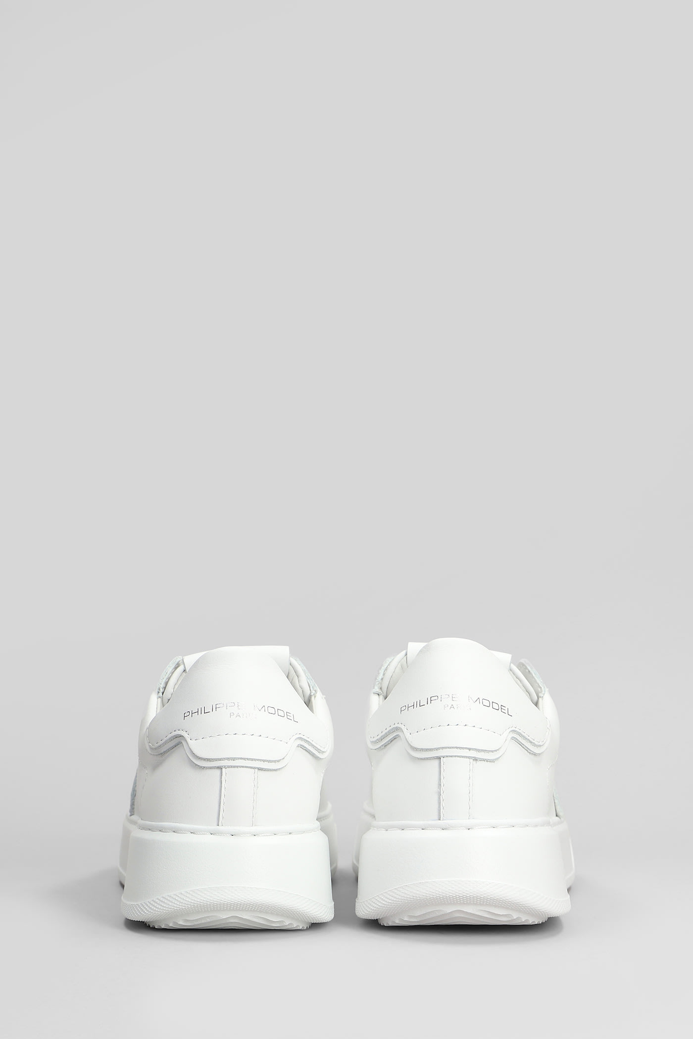 Philippe Model Temple Low Sneakers In White Leather In White