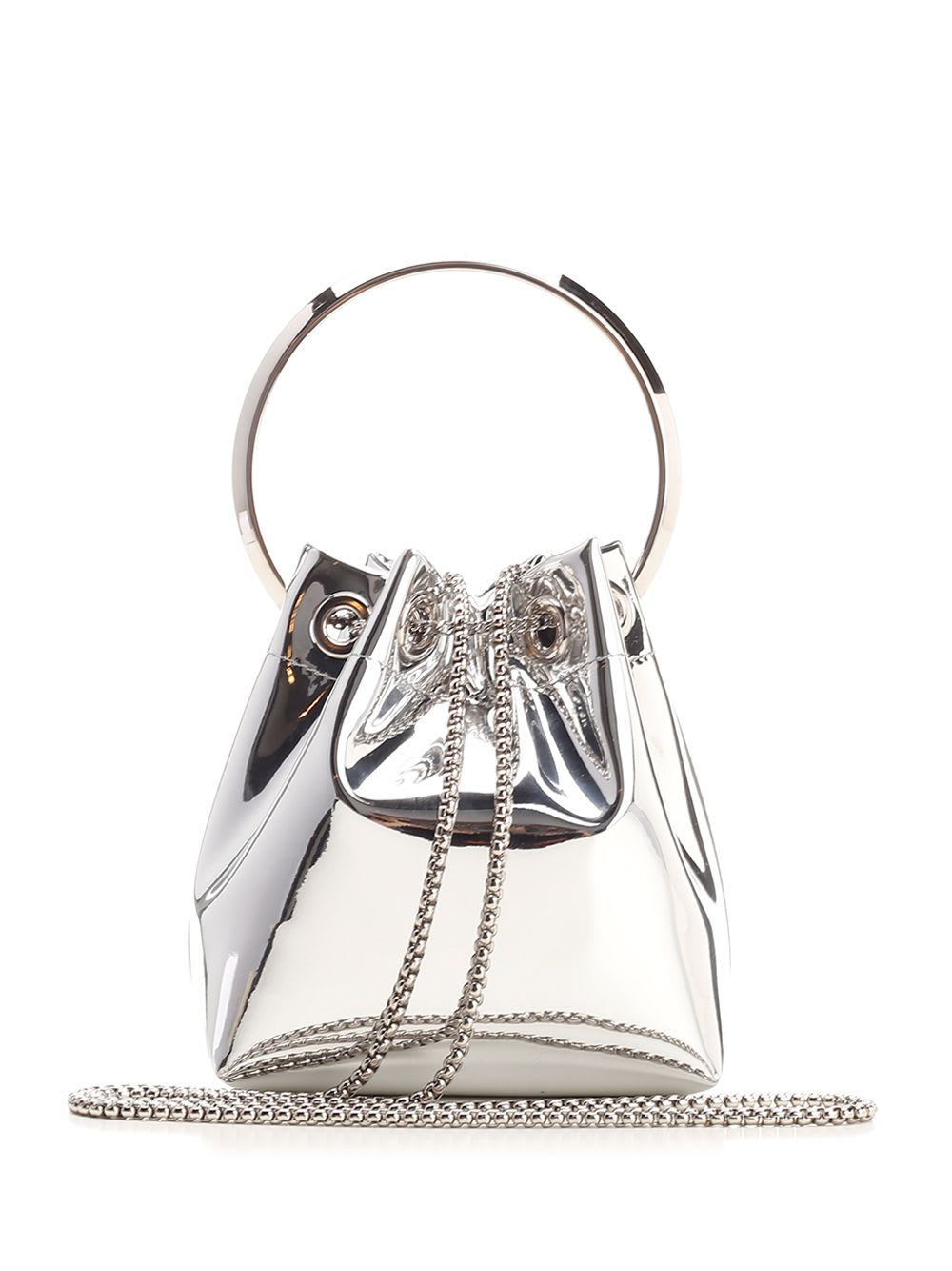 Shop Jimmy Choo Bon Bon Hand Bag In Silver