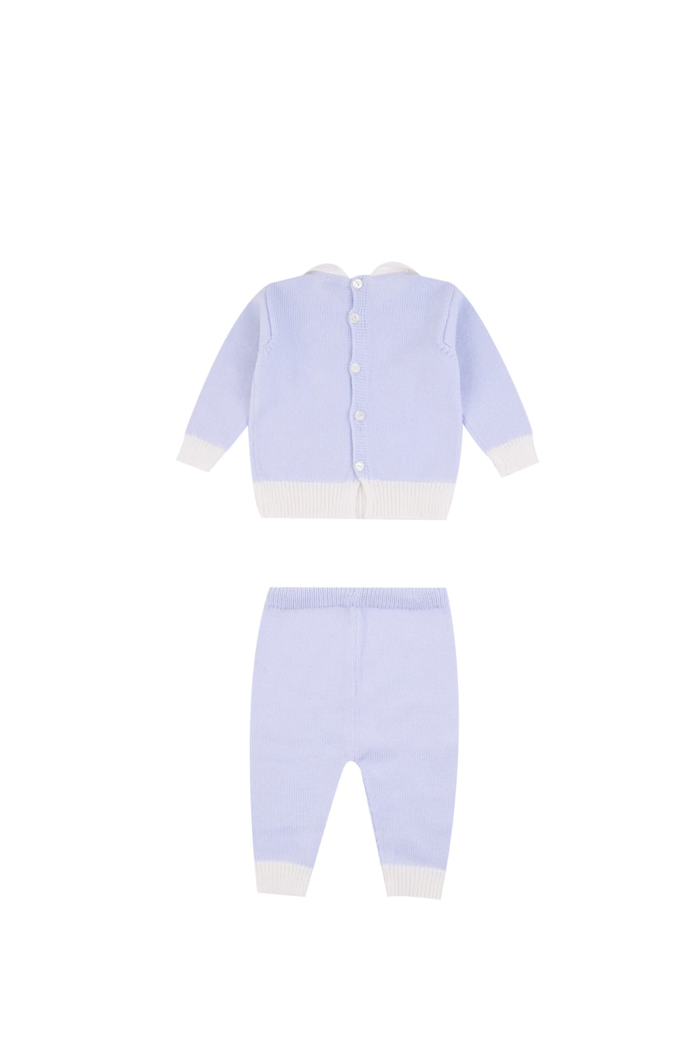 Shop Piccola Giuggiola Wool Sweater And Trousers In Light Blue