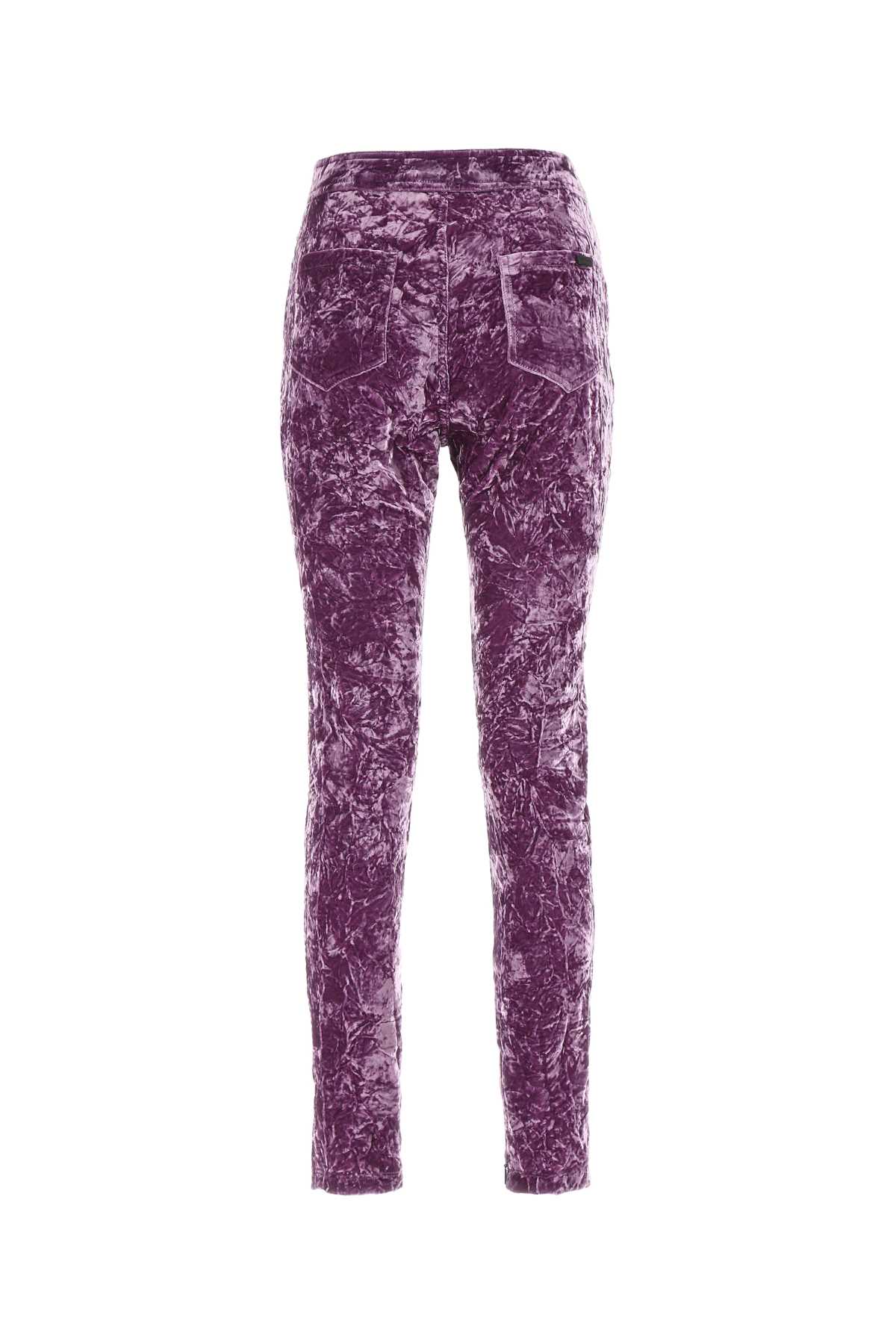 Shop Saint Laurent Purple Velvet Leggings In 5388
