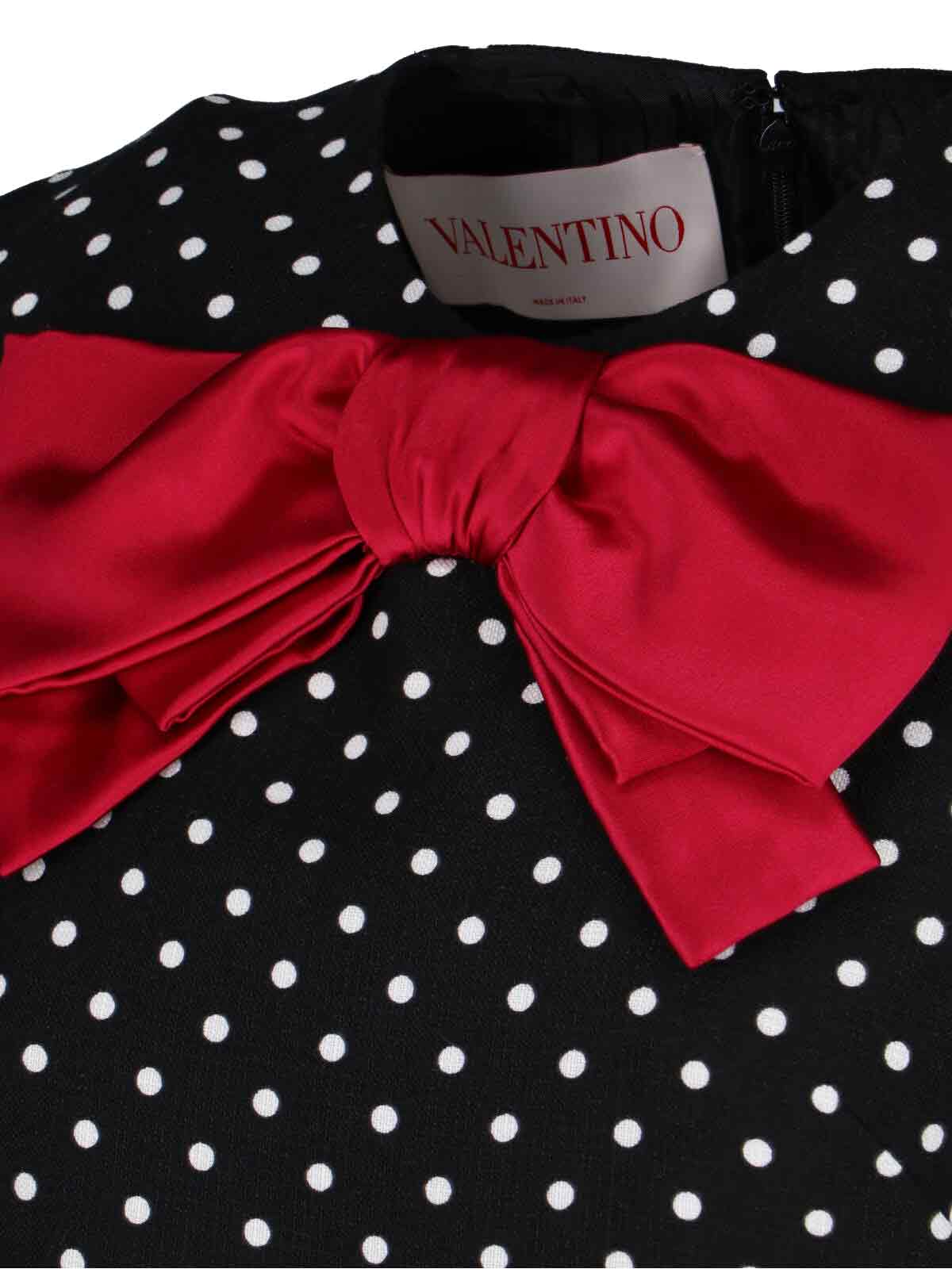 Valentino Mini Dress With Polka Dot Print And Bow Detail