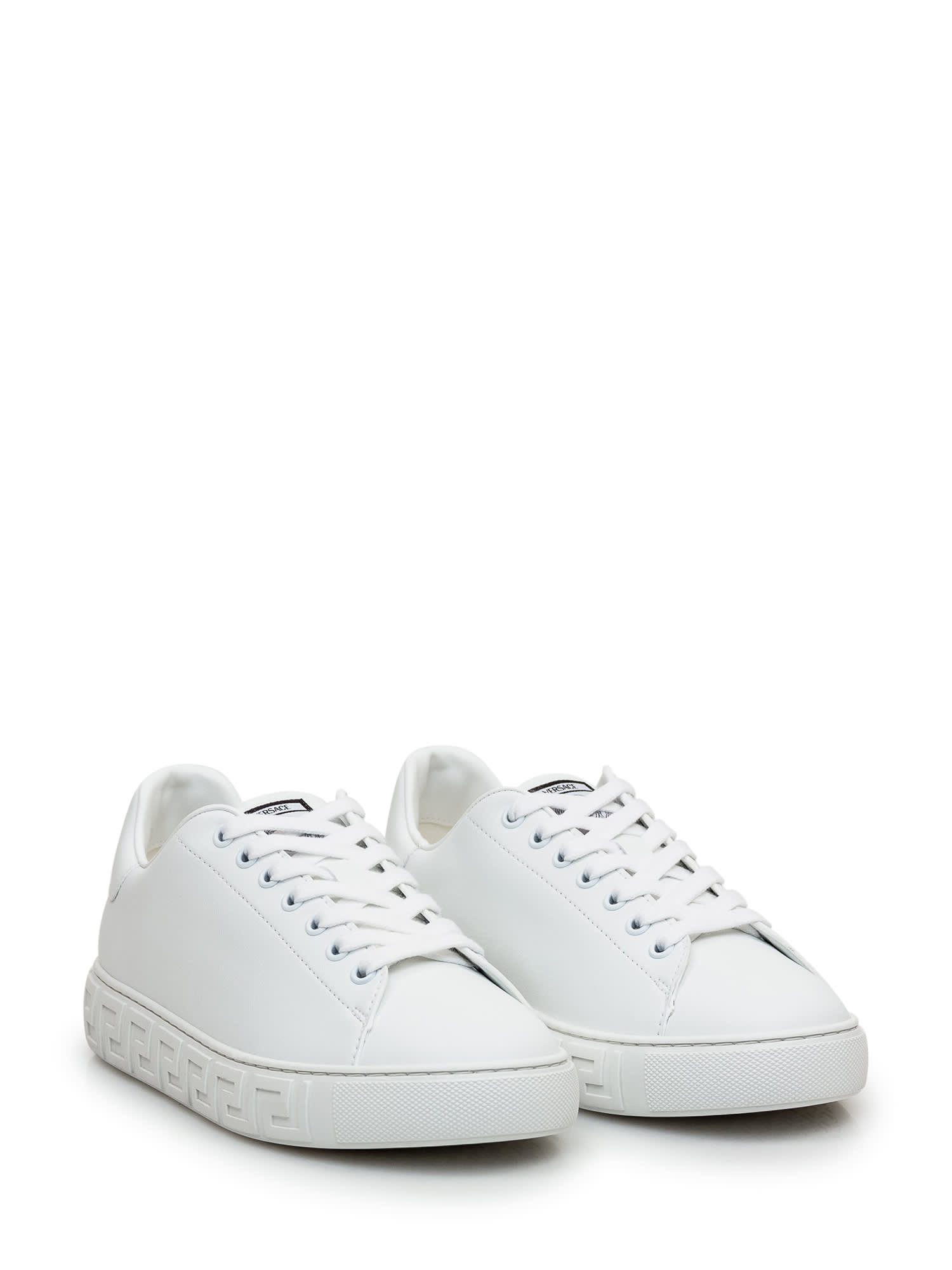 Shop Versace Greca Sneaker In Bianco