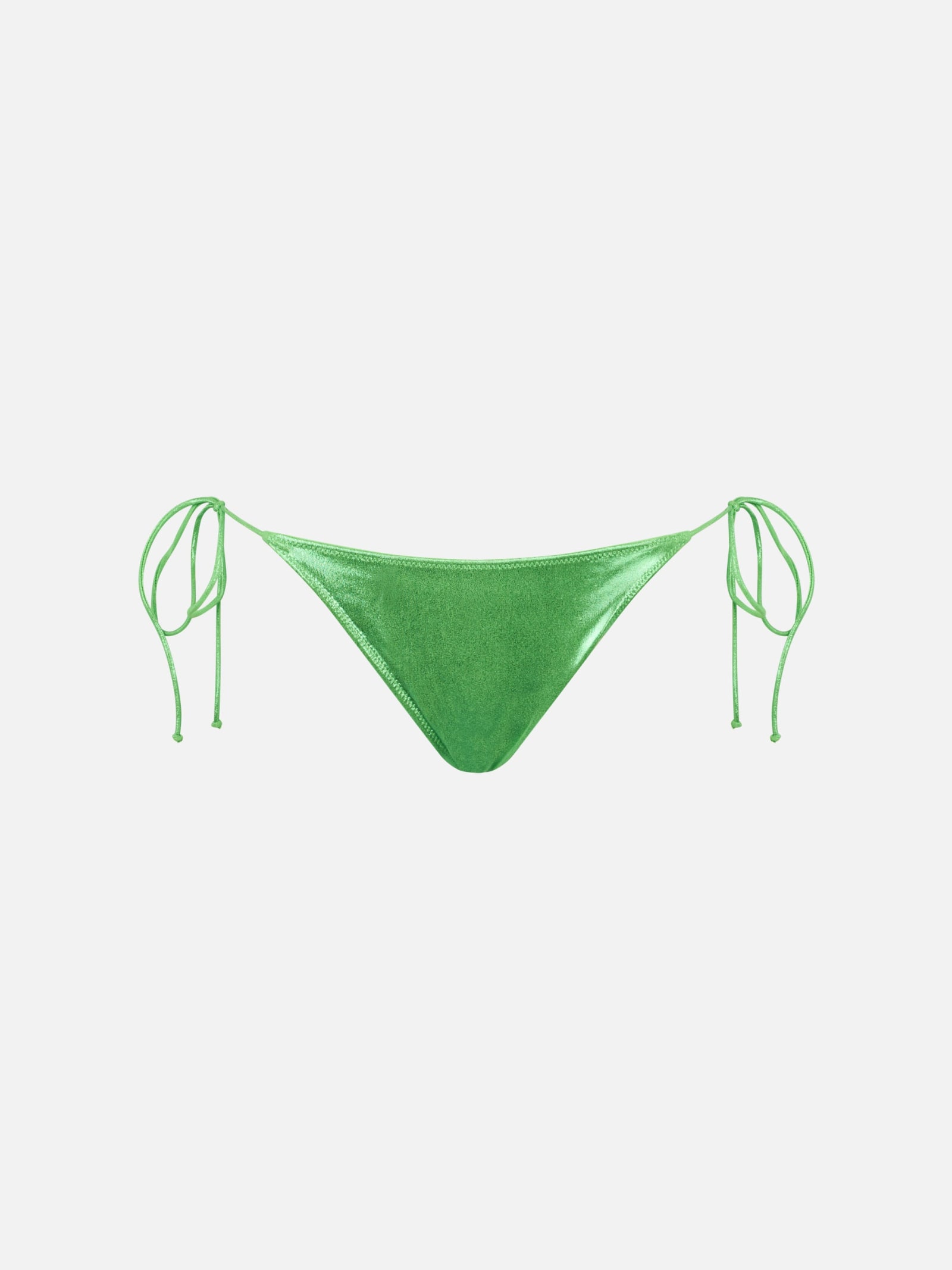 Mc2 Saint Barth Woman Lamina Green Swim Briefs With Side Laces In Green