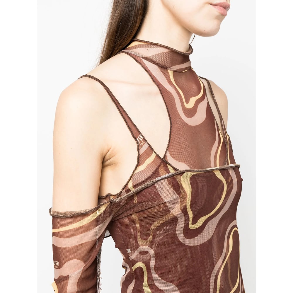 Julfer Janet Abstract-print Midi Dress In Brown