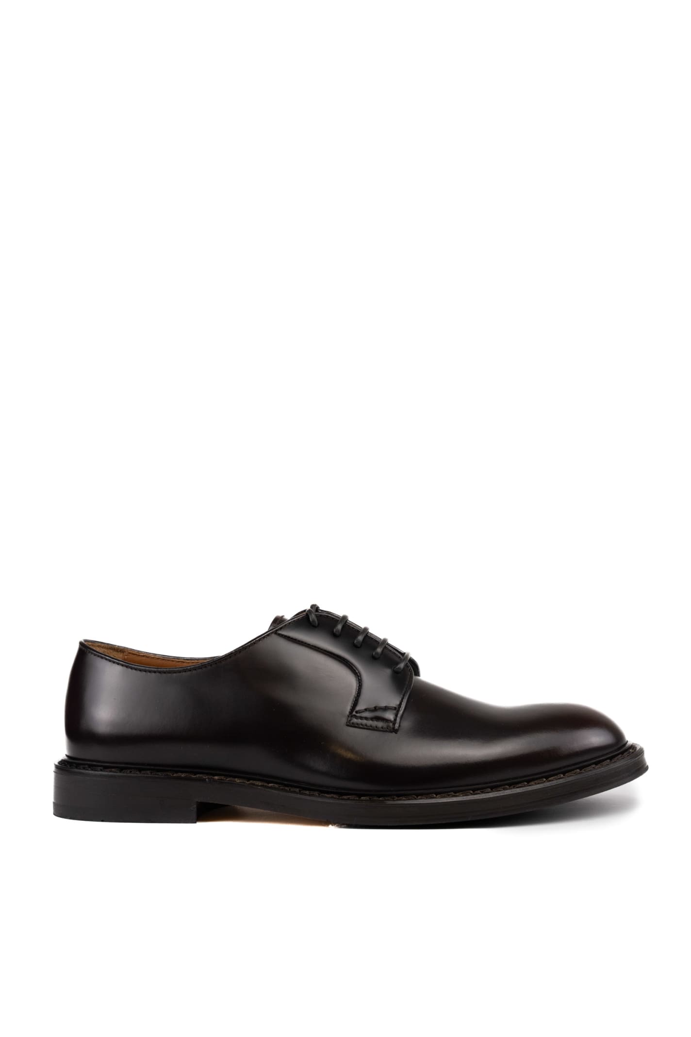 Doucals Derby Lace-ups In Dark Brown Leather