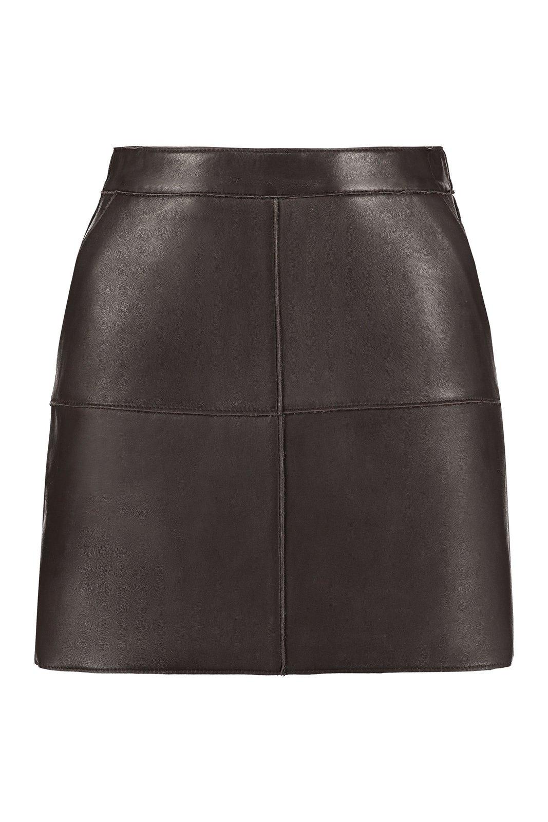 Shop P.a.r.o.s.h Leather Mini Skirt In Brown