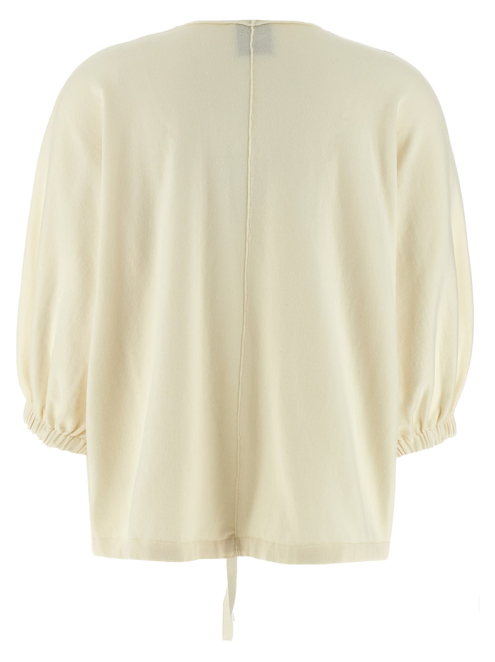 Nude Drawstring Sweatshirt In White