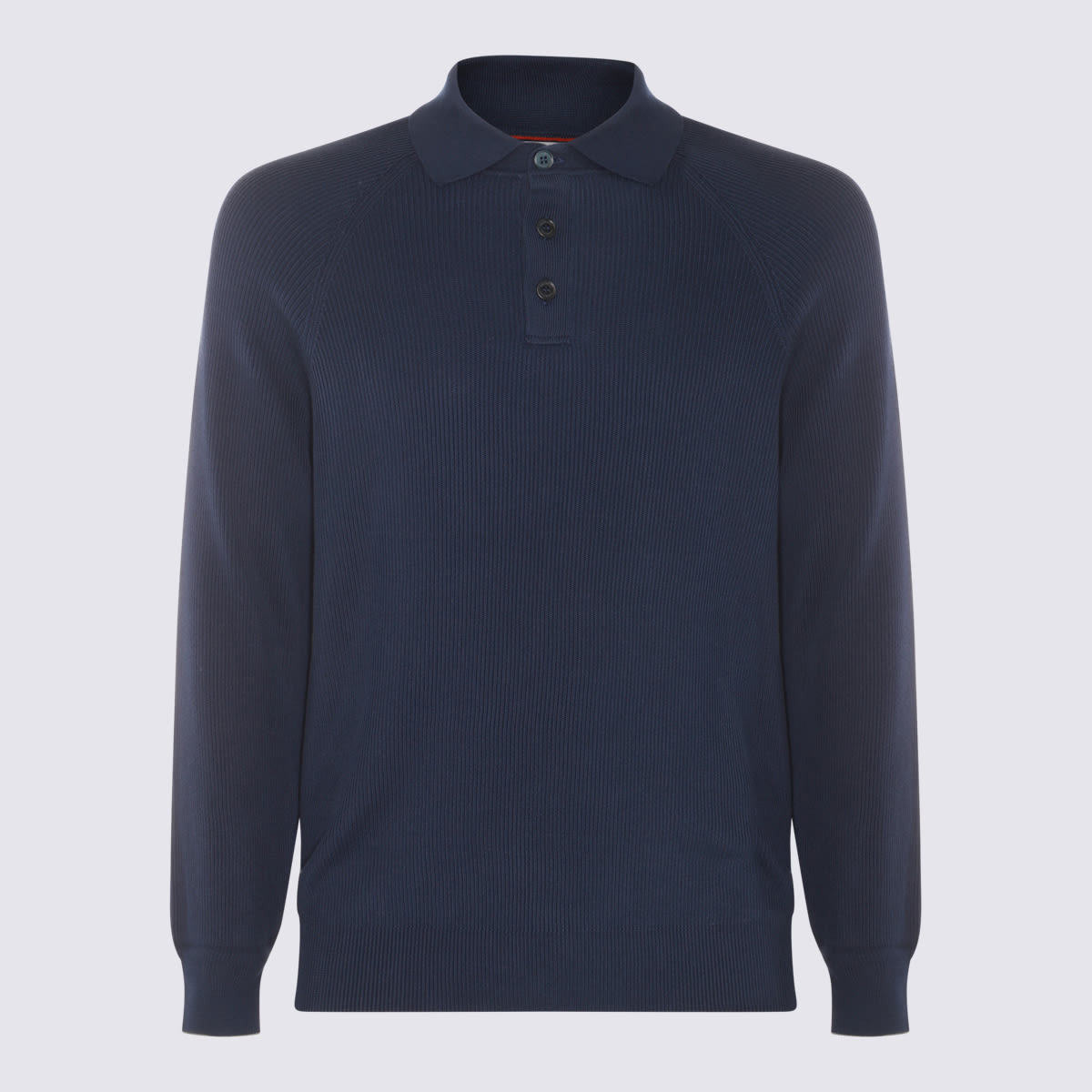 Shop Brunello Cucinelli Navy Blue Cotton Polo Shirt