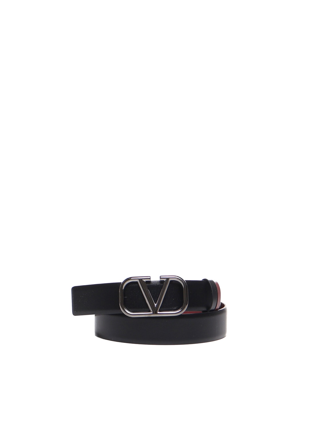 Shop Valentino Vlogo Signature Reversible Belt In Black/ruby