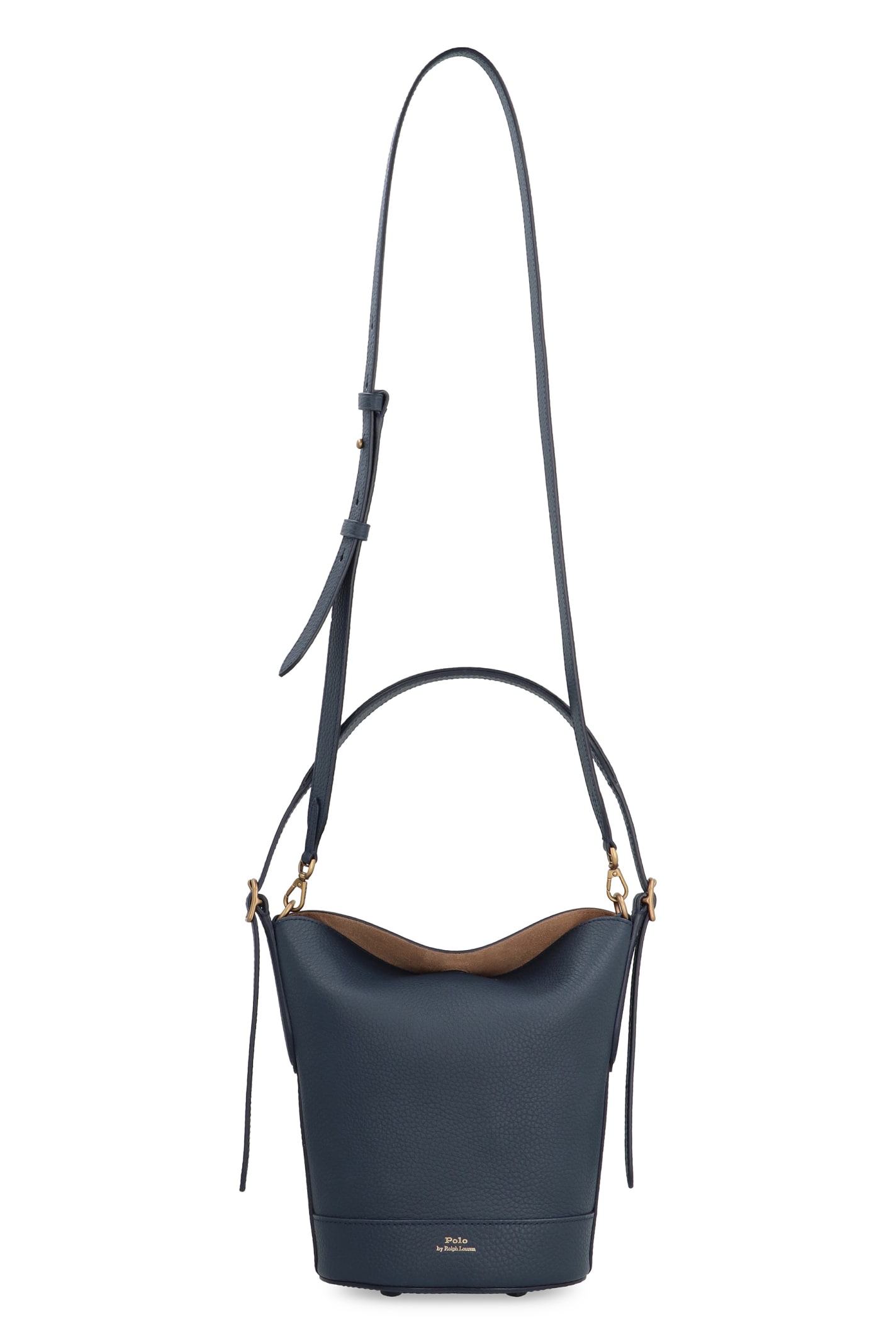 Shop Polo Ralph Lauren Bellport Leather Bucket Bag In Blue