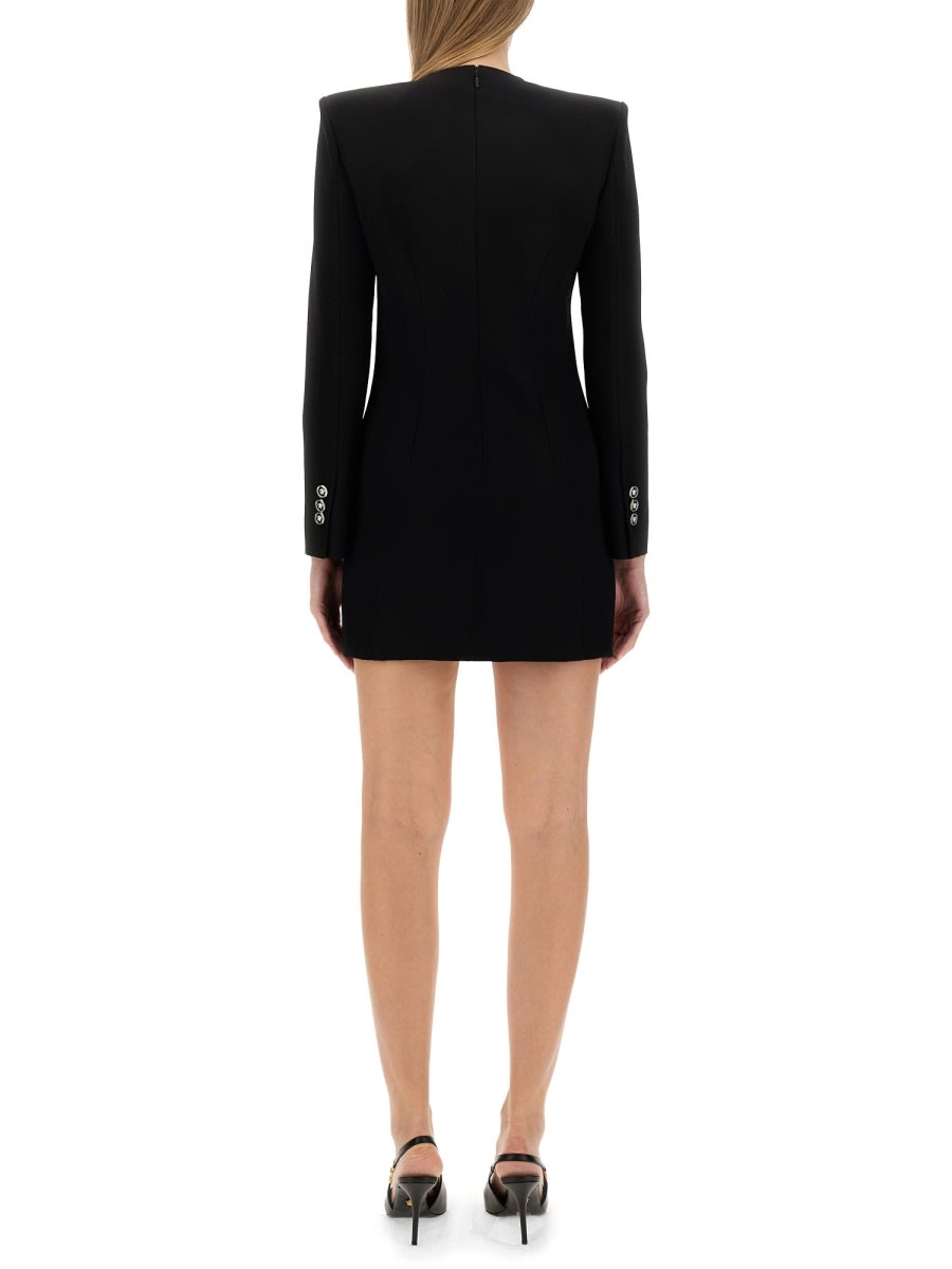 Shop Versace Mini Grain De Poudre Dress In Black