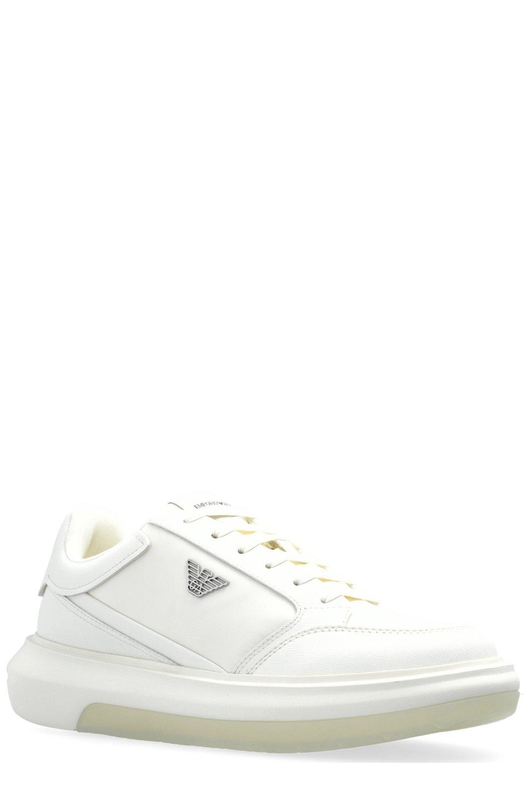 Emporio Armani Men's Logo Sneakers In Bianco