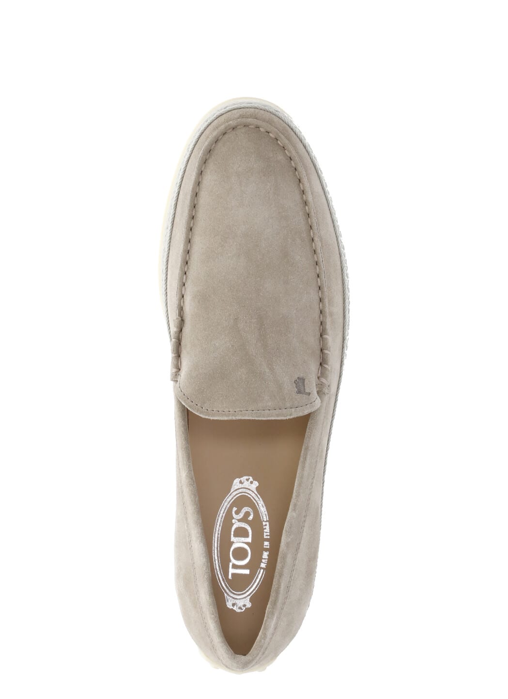 Tod's Suede Round Toe Slippers With Rubber Sole In Grey