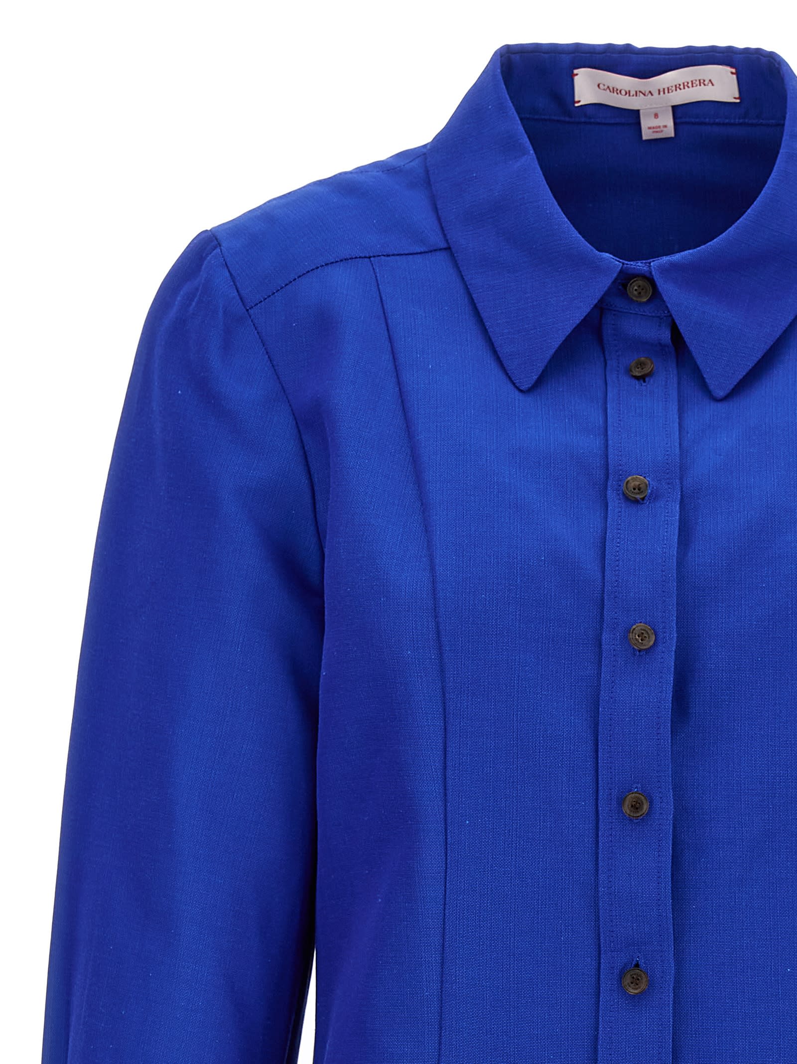 Carolina Herrera Cotton And Viscose Blend Tailored Shirt In Blue