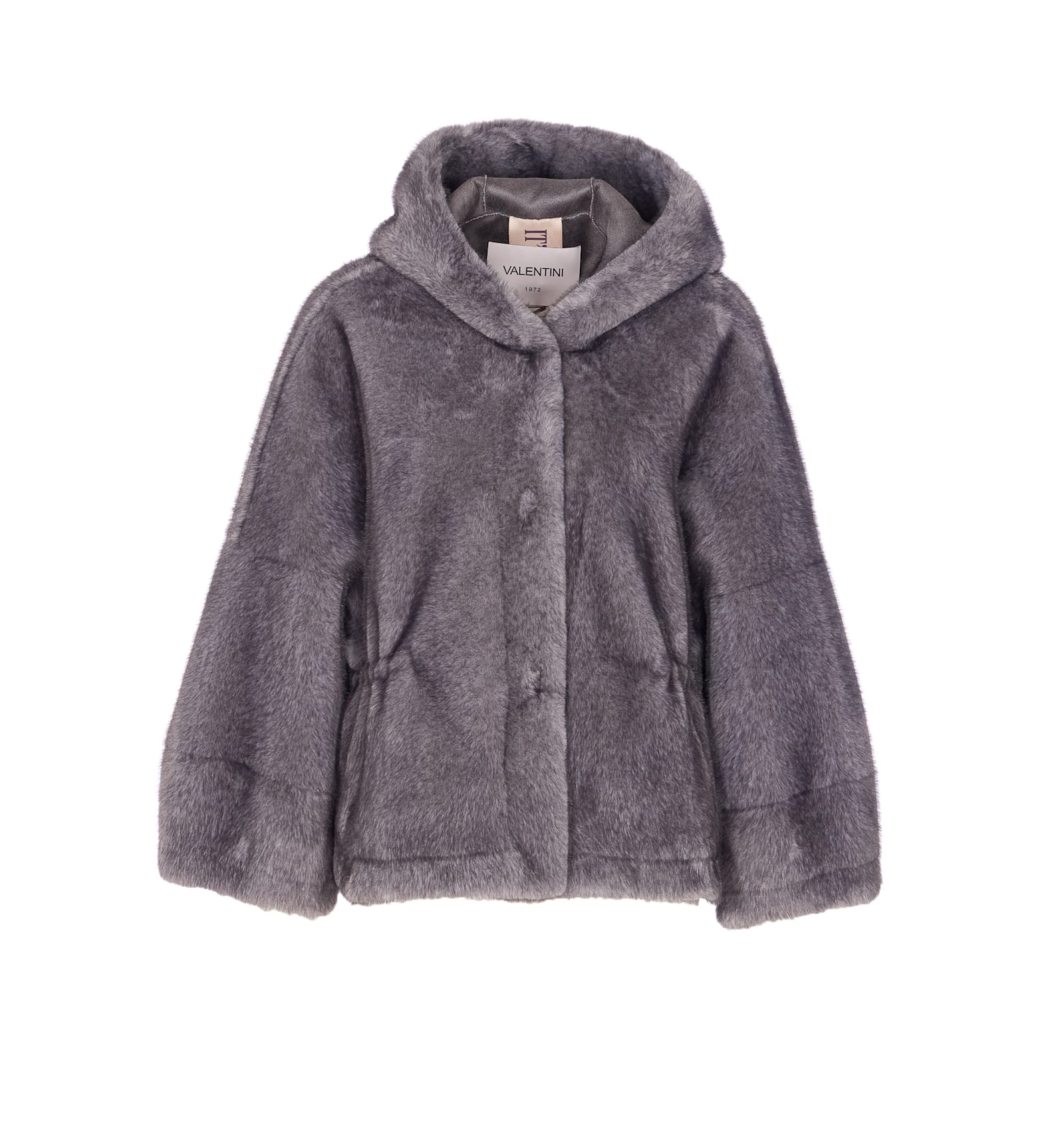 Valentini 1972 Short Ecofur Parka With Fixed Hood In Gray