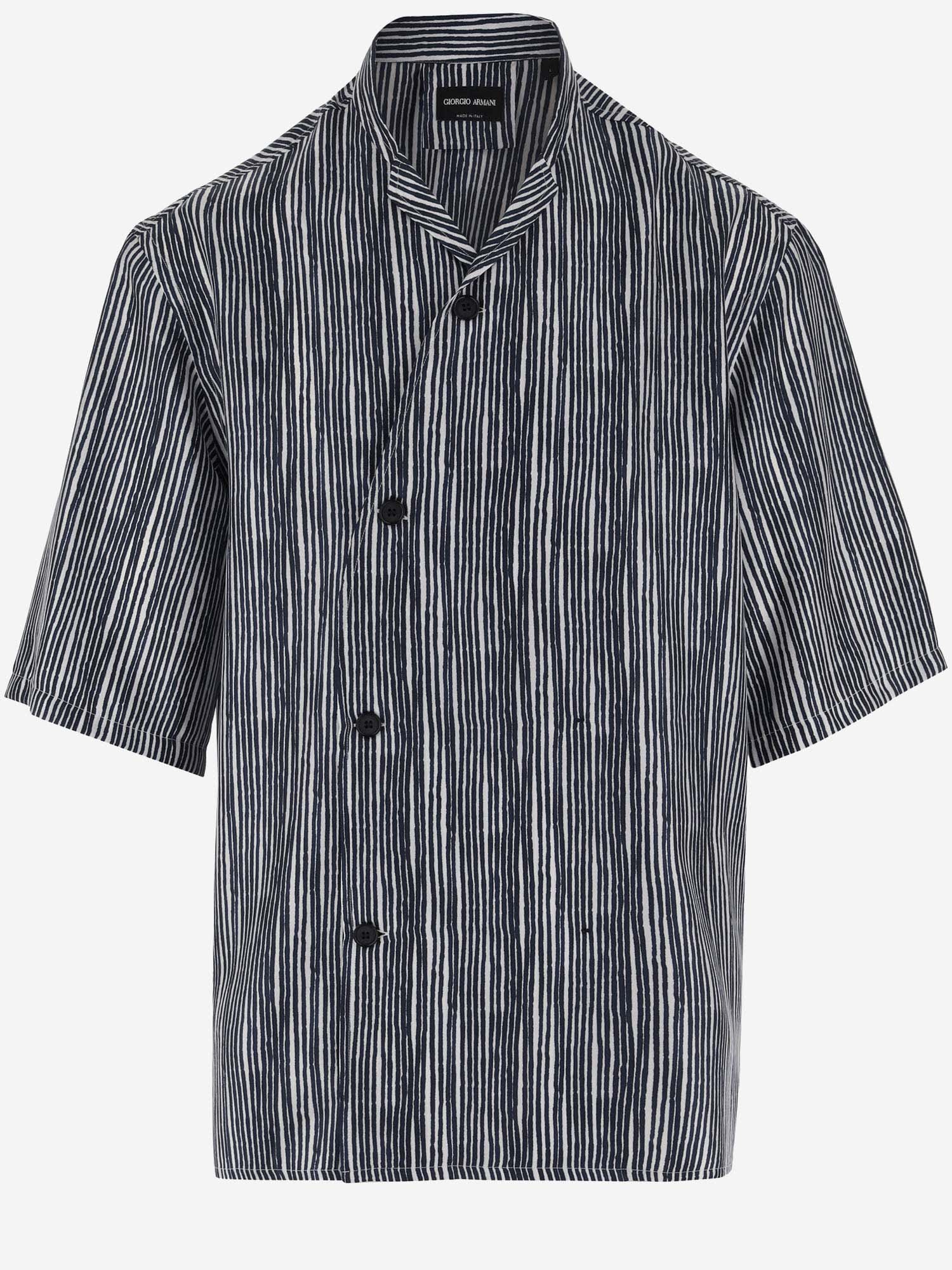 Shop Giorgio Armani Silk Shirt With Striped Pattern In Red