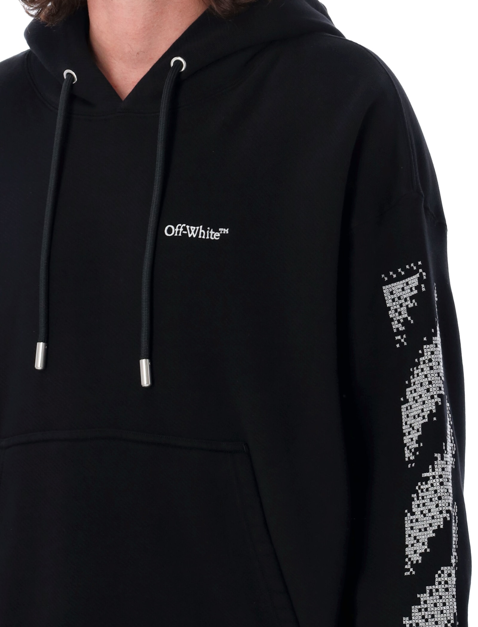 Shop Off-white Pixel Diag Skate Hoodie In Black White