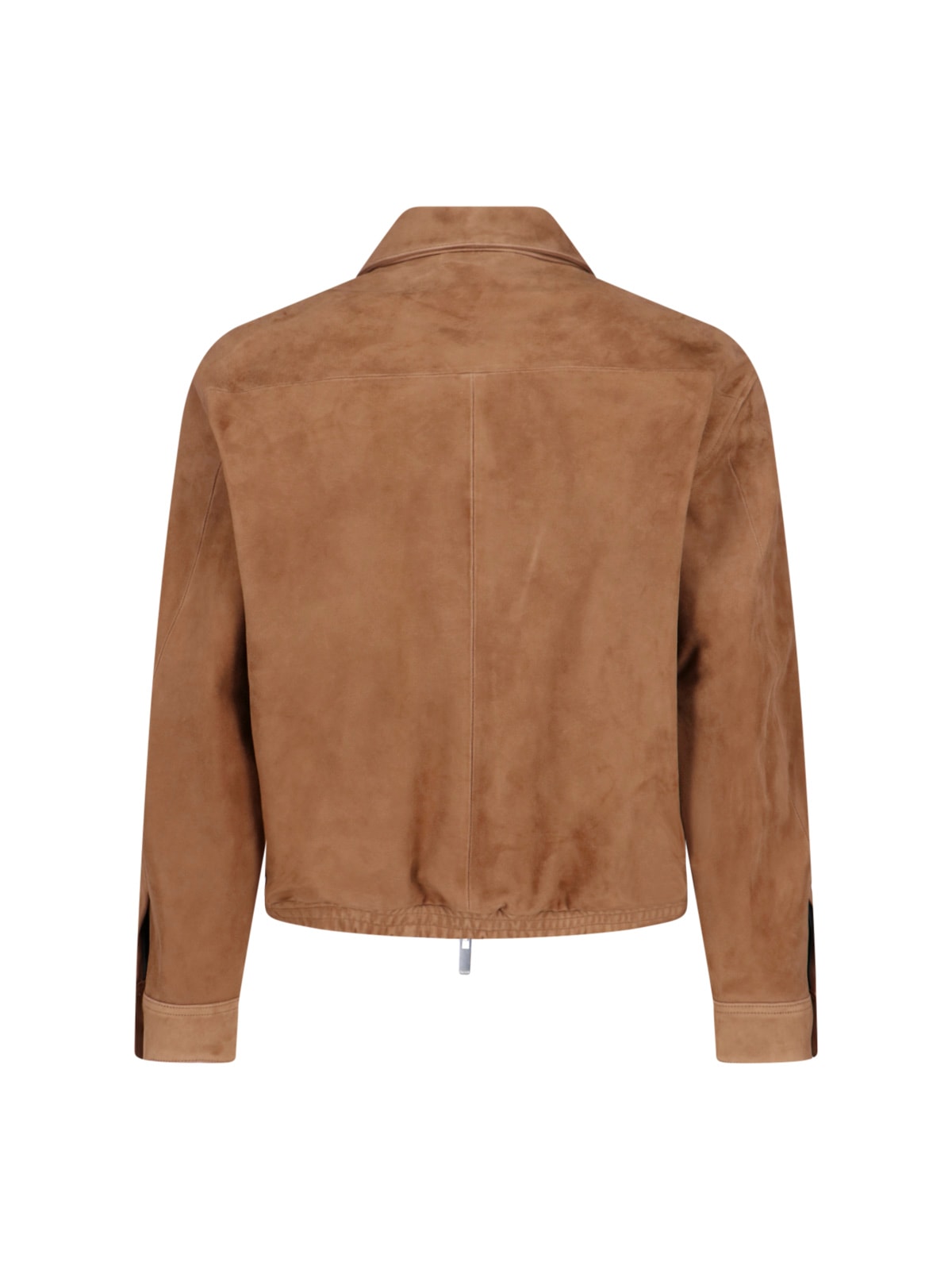 Tonywack Suede Blouson With Classic Collar And Zippered Pockets In Brown