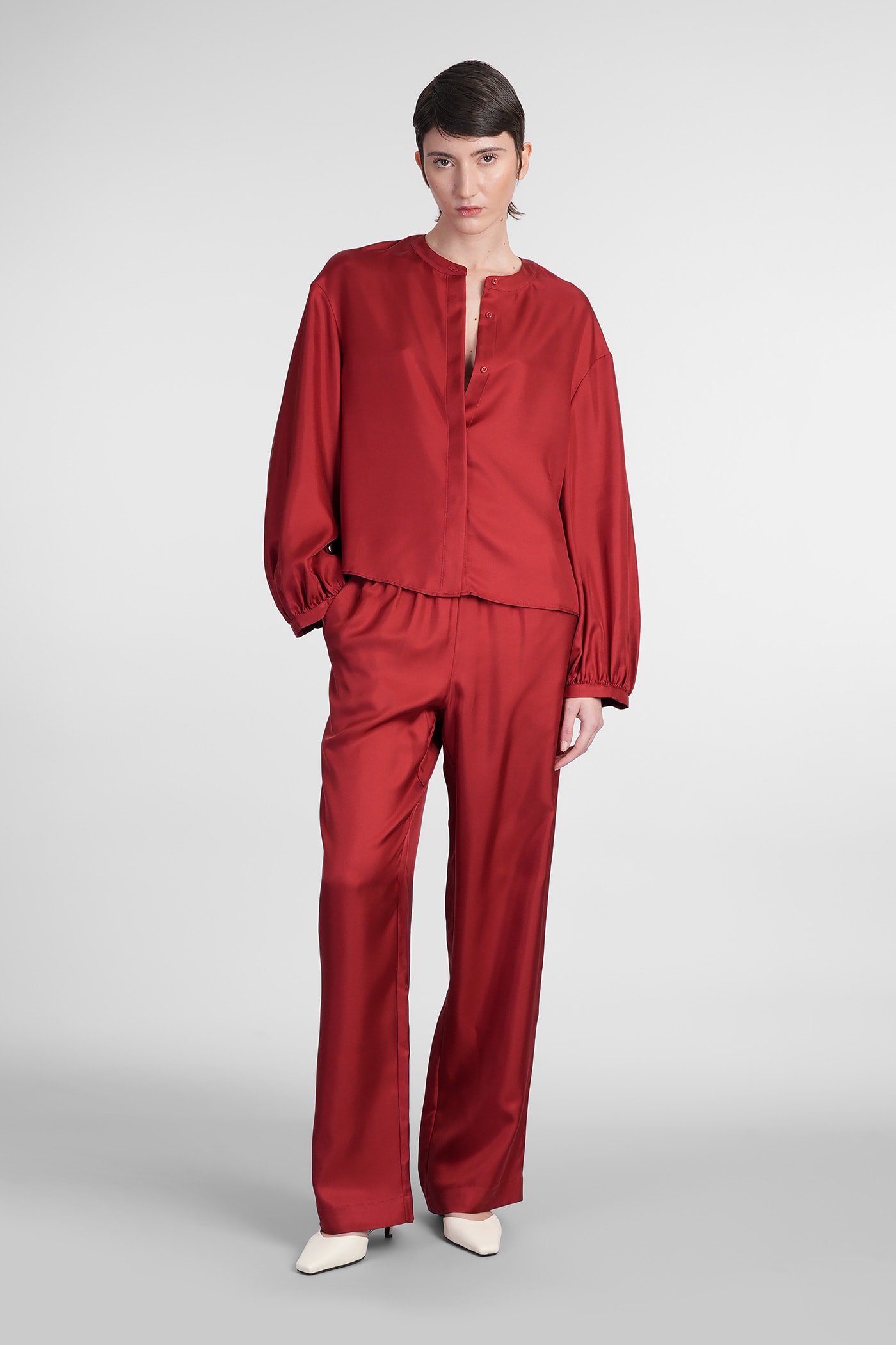 Shop Loulou Studio Lea Blouse In Red Silk