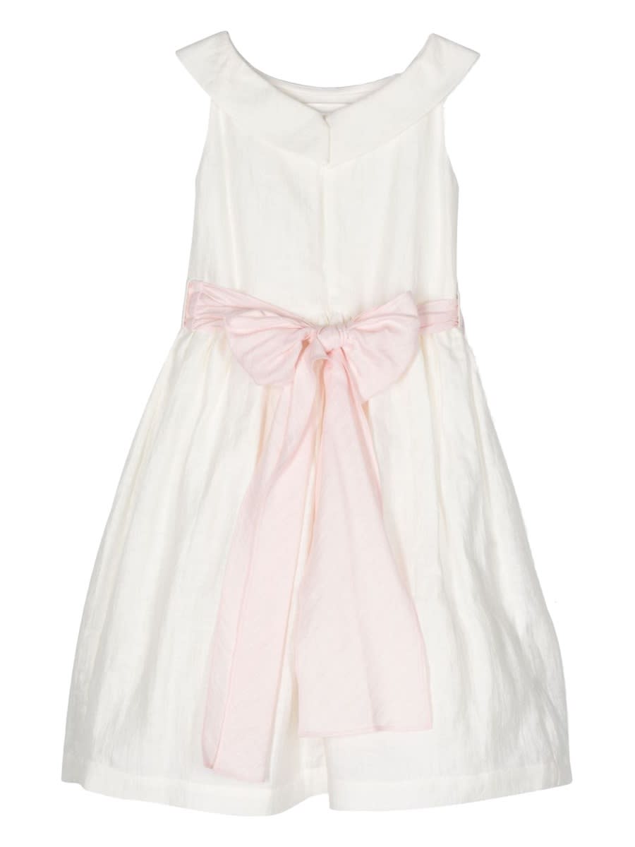 Il Gufo Belted Flared Dress In White