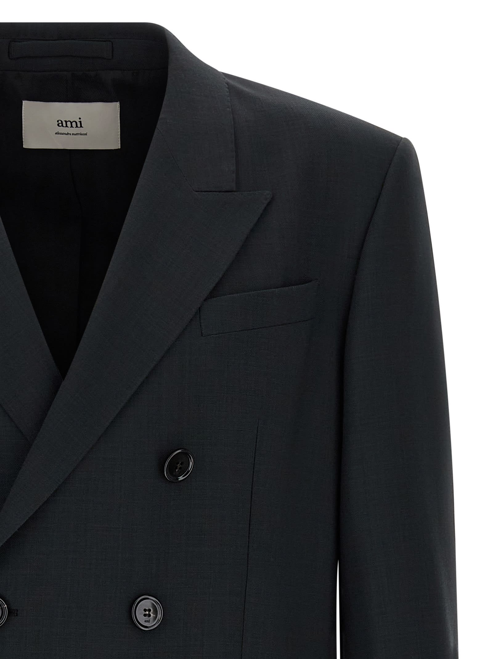 Ami Alexandre Mattiussi Tailored Wool Blazer Featuring Notch Lapel In Black