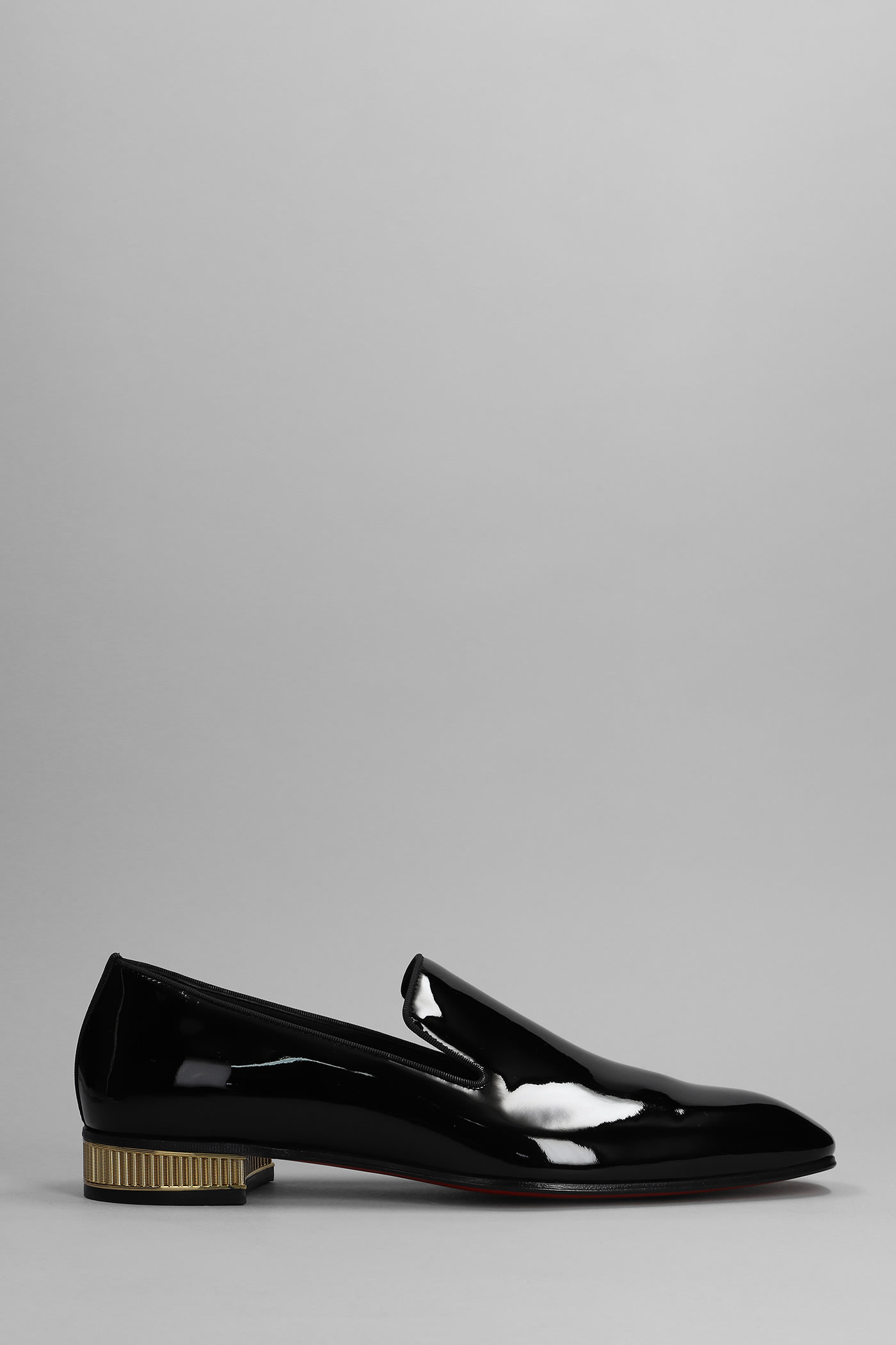 Christian Louboutin Colonnaki Flat Loafers In Black Patent Leather In Black