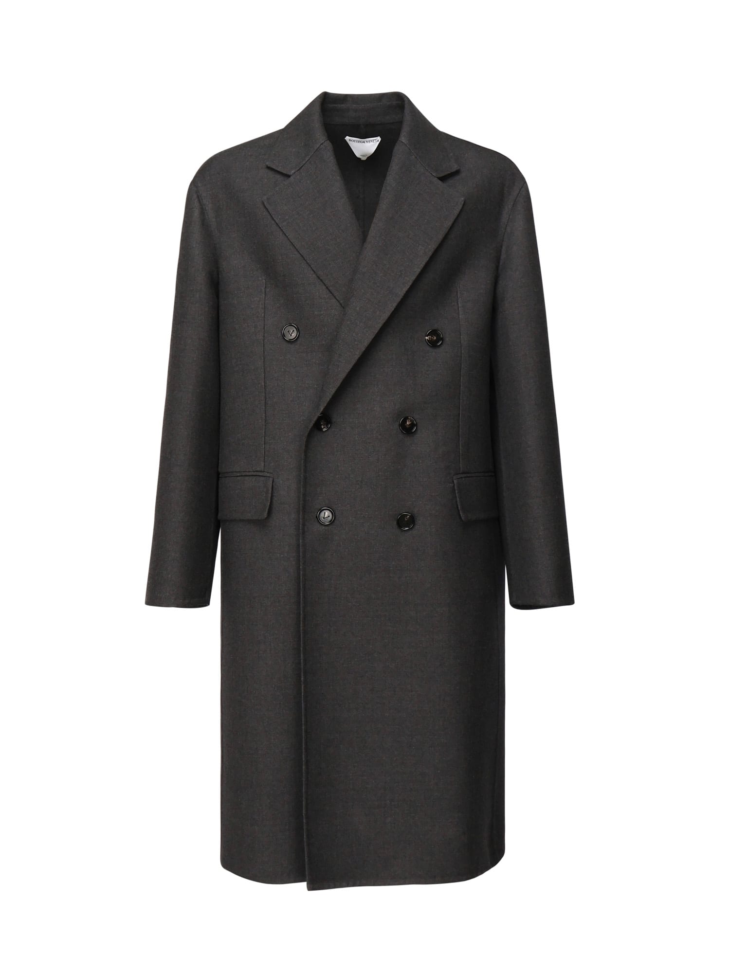 Bottega Veneta Double-layer Wool Coat In Gray