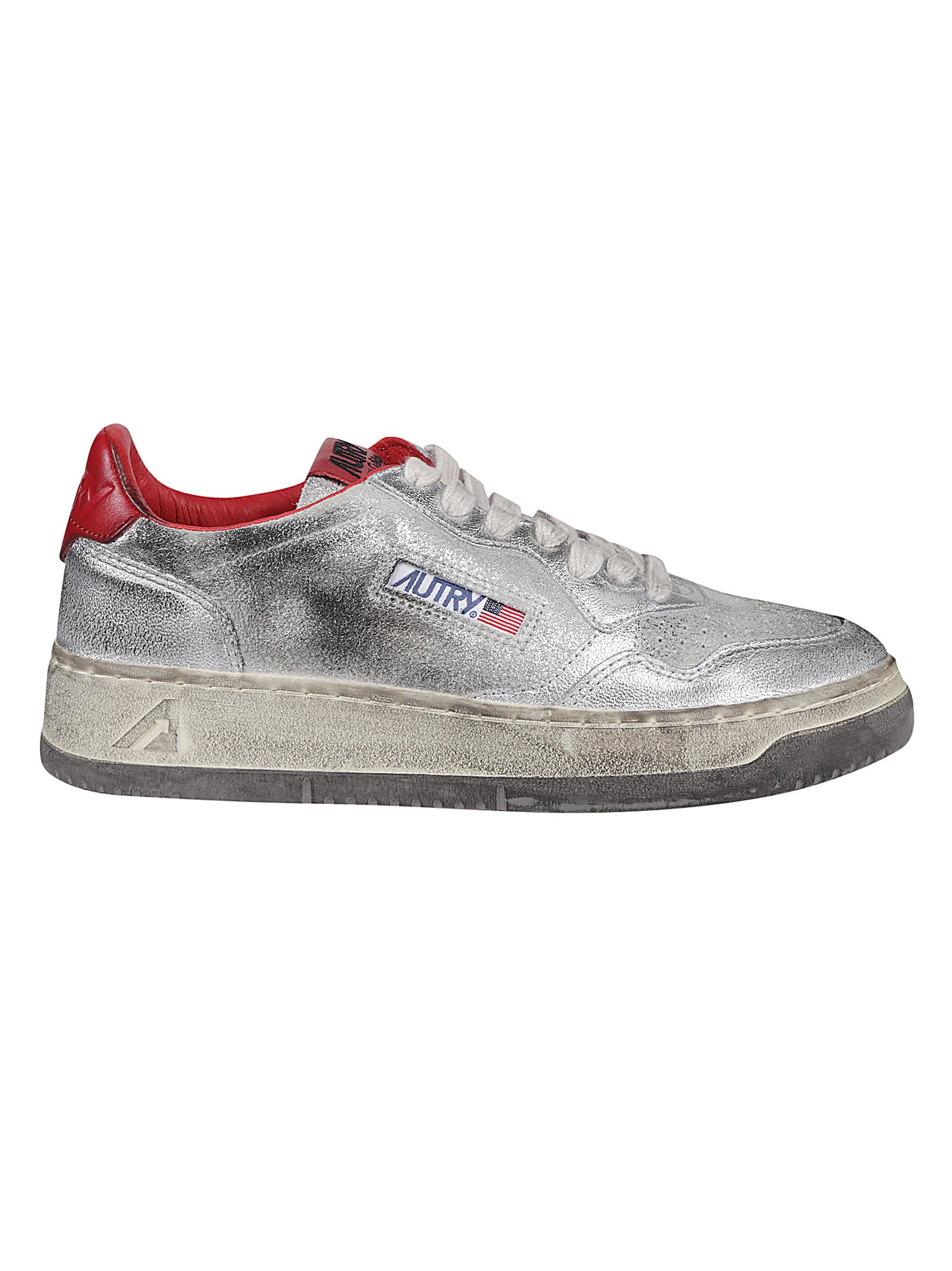 Shop Autry Super Vintage Low Sneakers In Silver