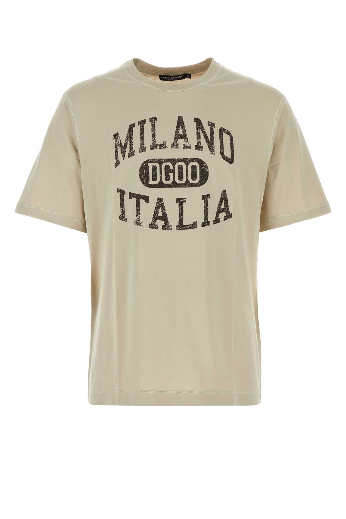 Shop Dolce & Gabbana Beige Cotton T-shirt In Pergamenamedio