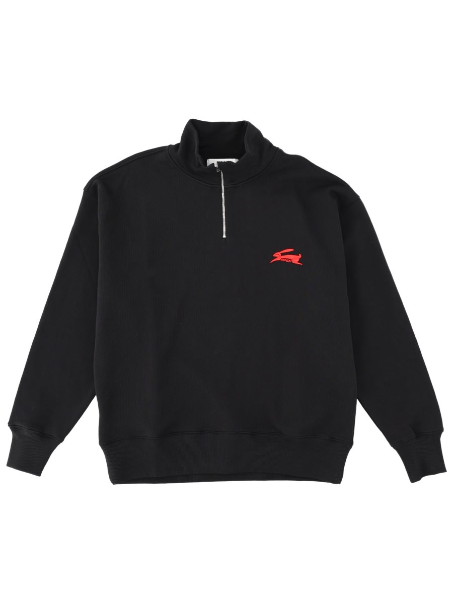 Msgm Ribbed Cuff Knit Sweater With Hem Detail In Black