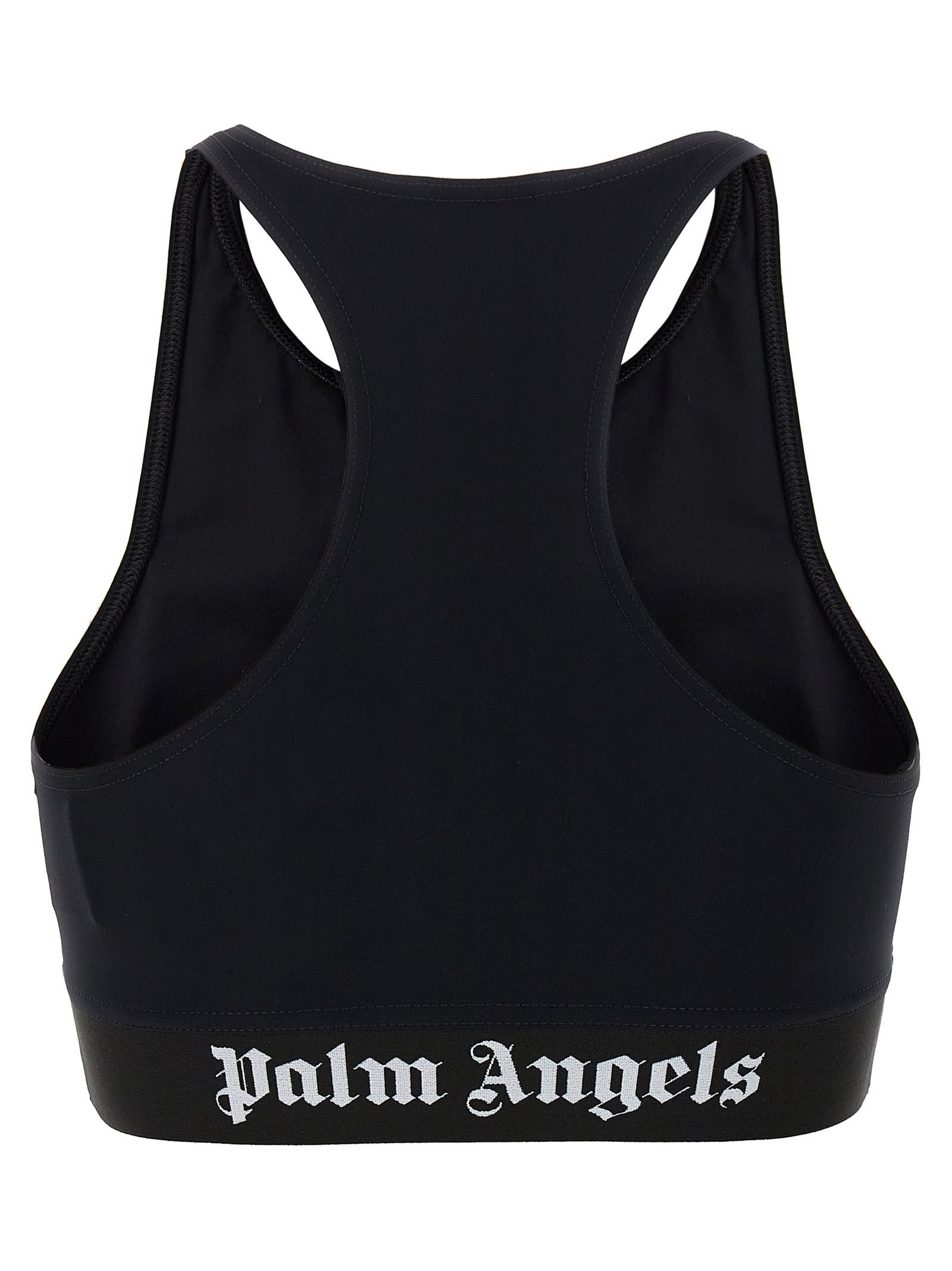 Shop Palm Angels Stretch Nylon Crop Top In 1001