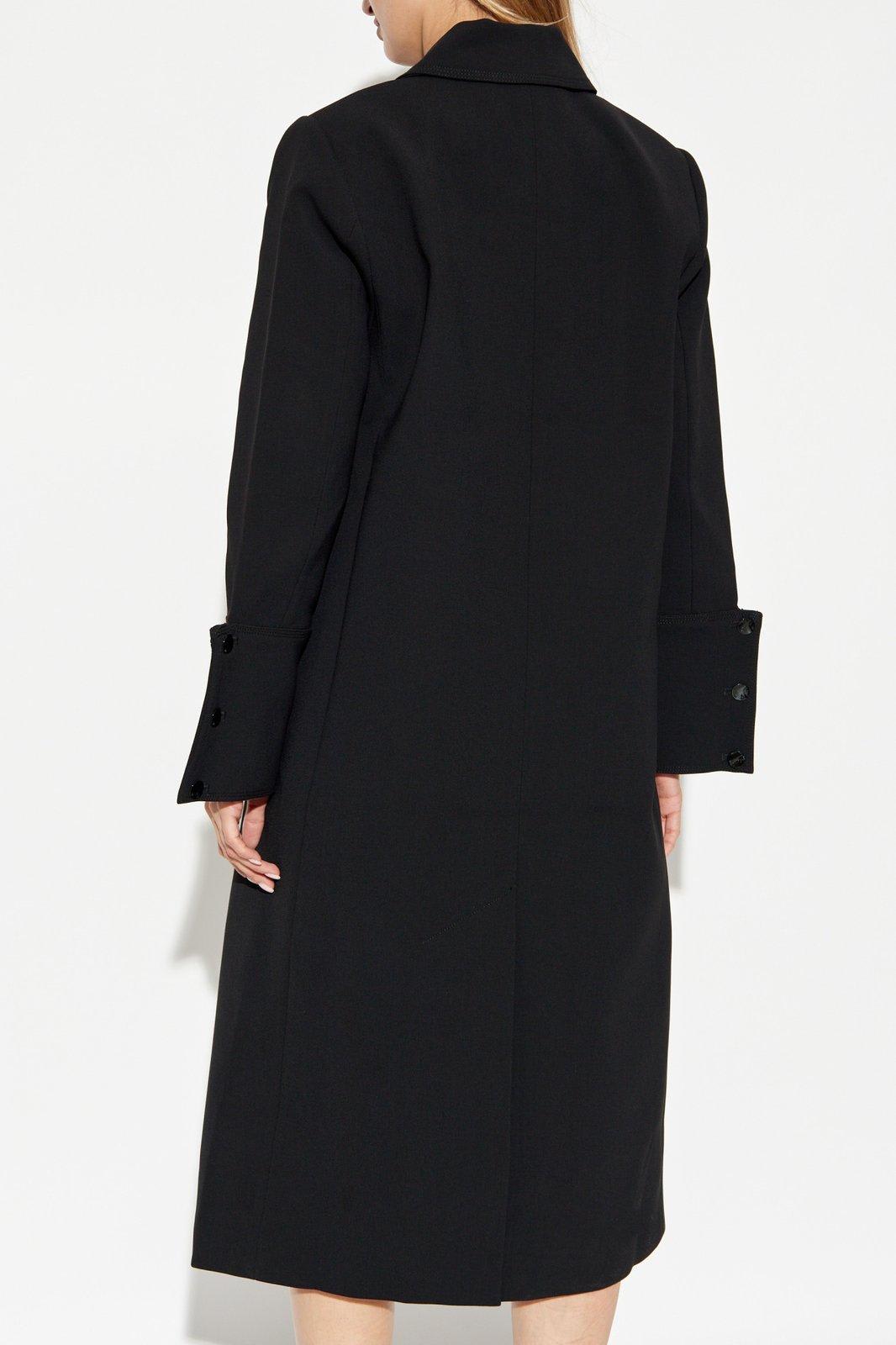 Shop Ganni Single-breasted Long Coat In Black