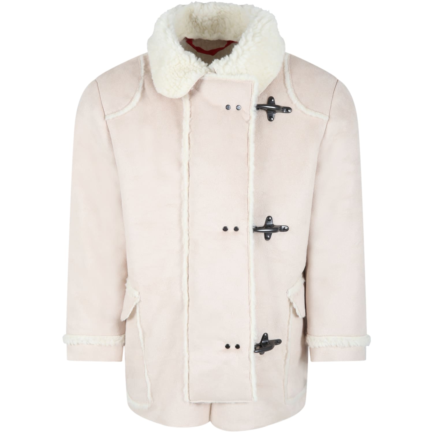 Fay Beige Jacket For Kids With Ivory Details