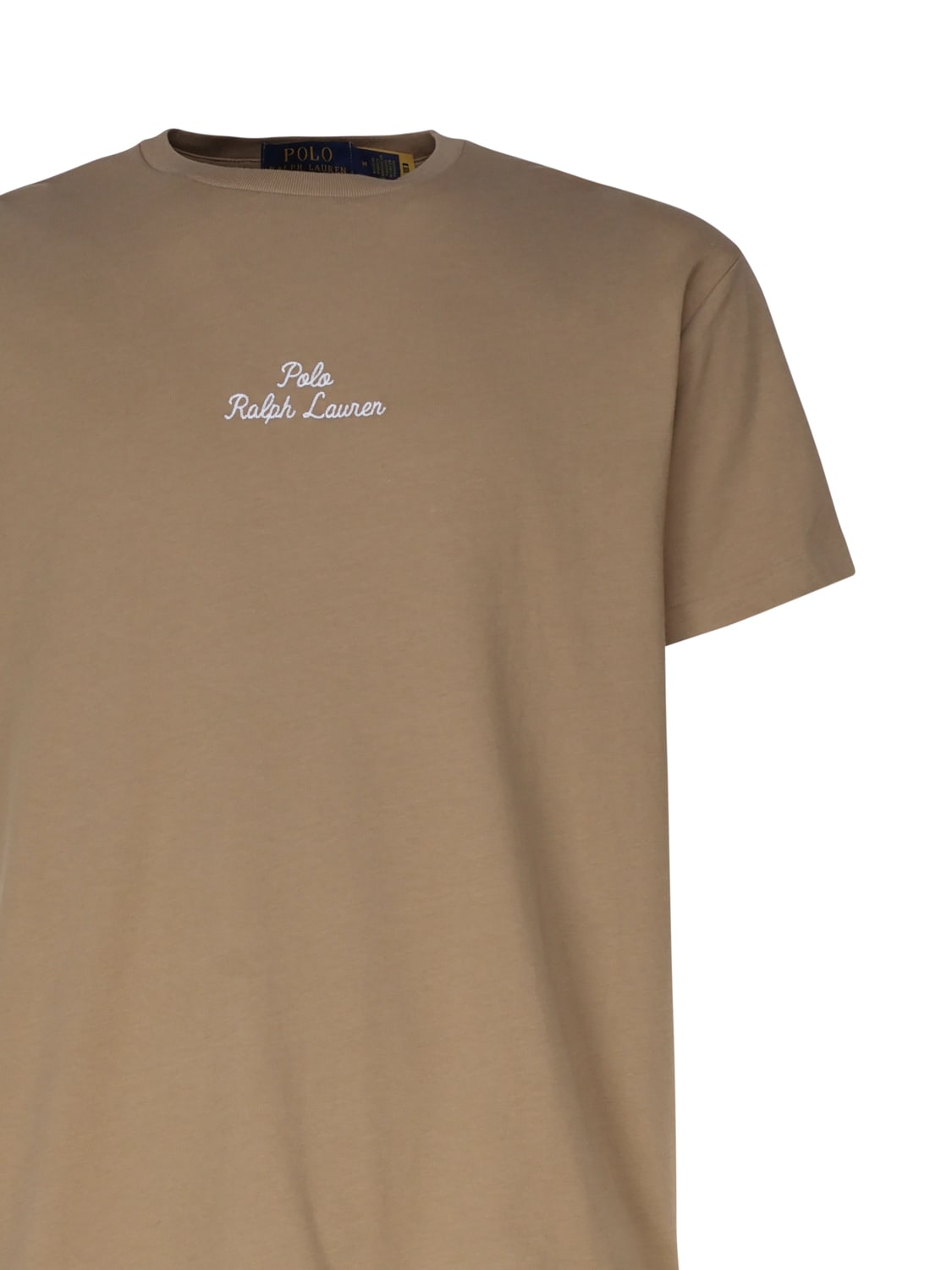 Shop Polo Ralph Lauren T-shirt With Embroidery In Desert Khaki
