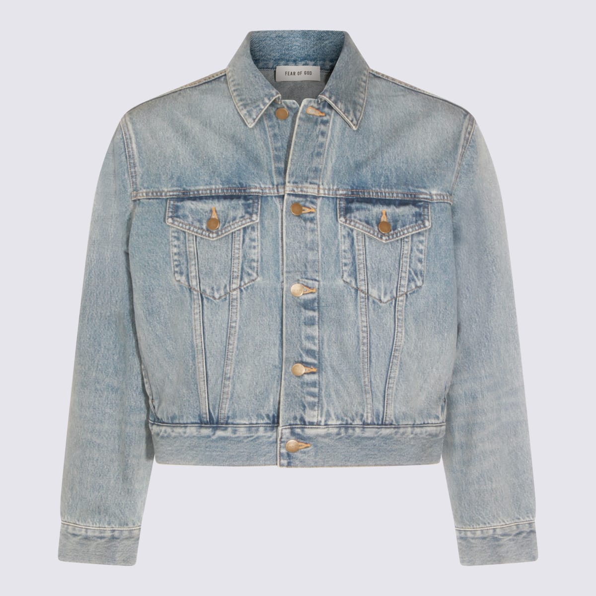 Fear Of God Light Indigo Cotton Denim Jacket In Blue