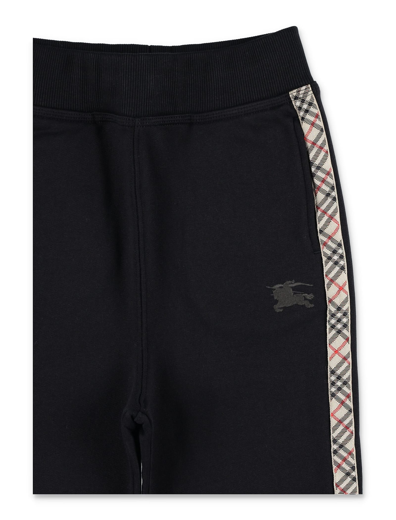 Burberry Jackson Check Trim Cotton Jogging Pants In Black