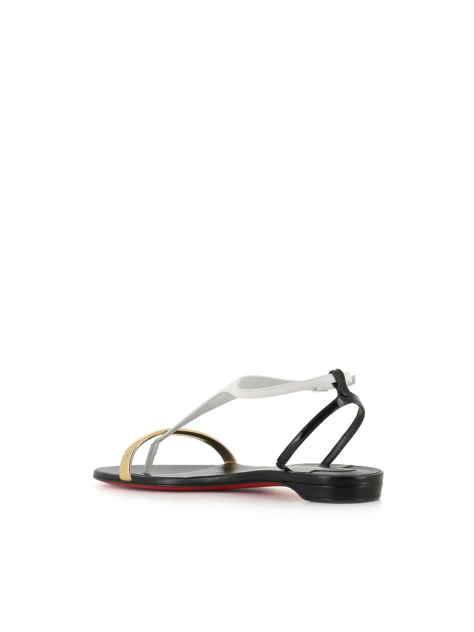 Shop Christian Louboutin Sandal Athinita Flat In Black/white/gold