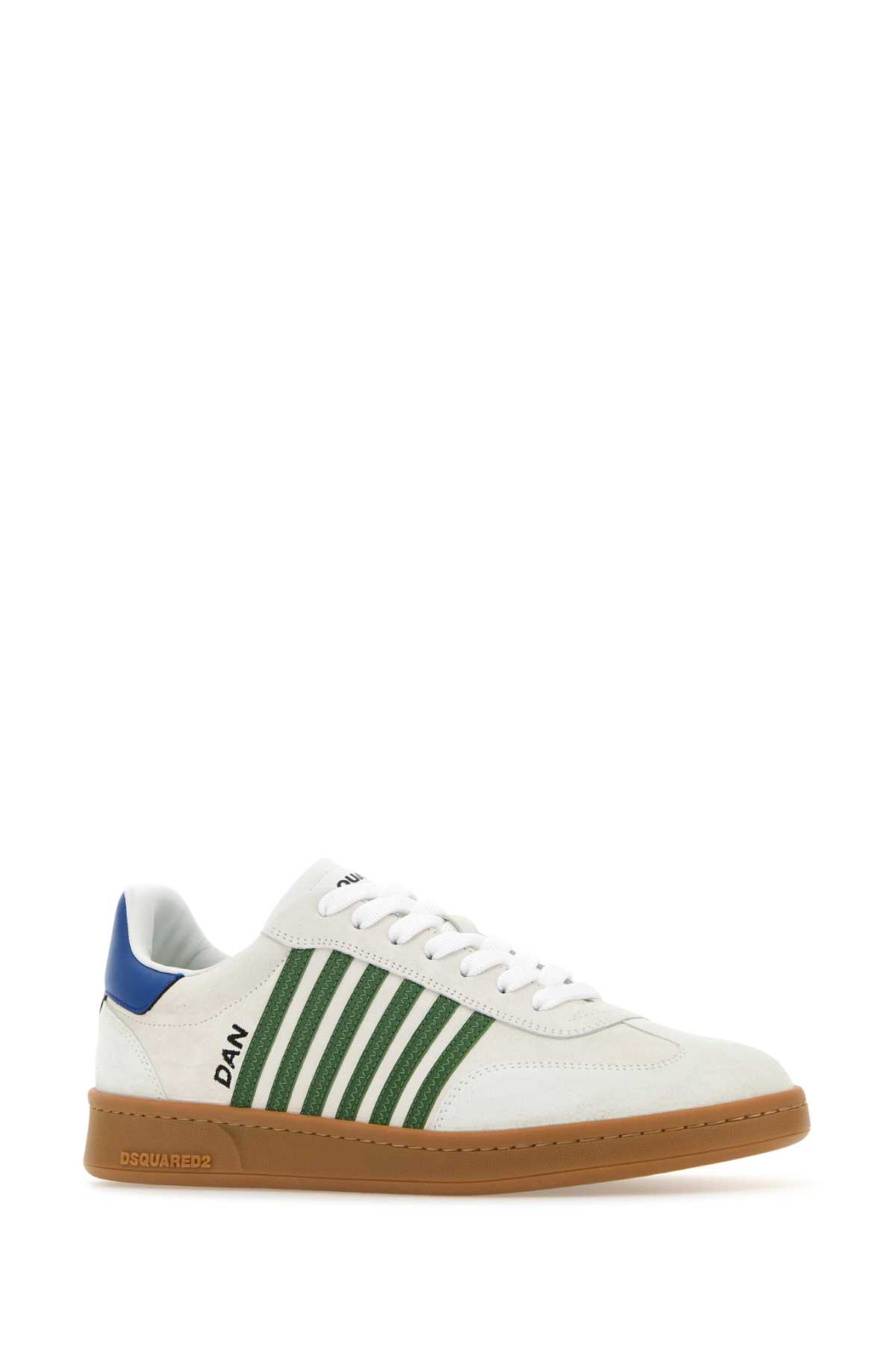 Shop Dsquared2 Chalk Suede Boxer Sneakers In Whitegreenlightblue