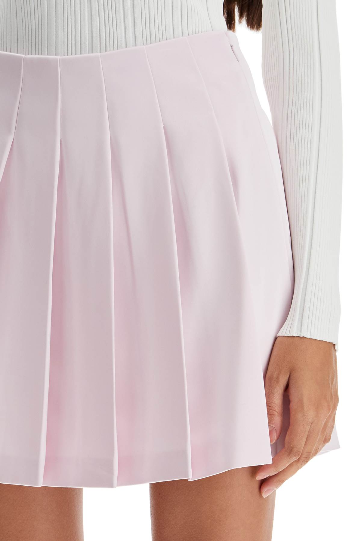 Shop Self-portrait Pleated Satin Mini Skirt In Pink (pink)