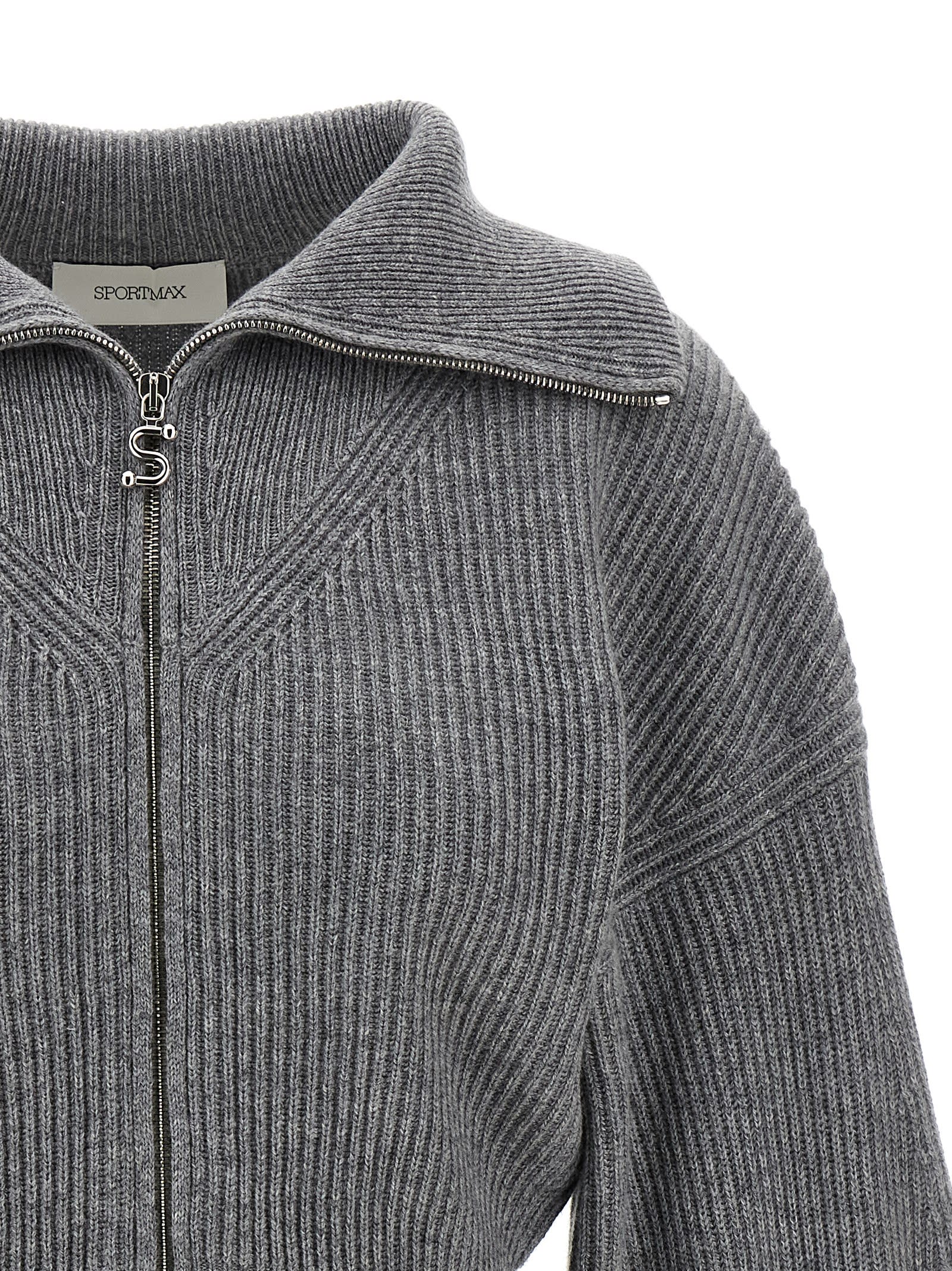 Sportmax Grey Wool Blend Calipso Cardigan In Gray